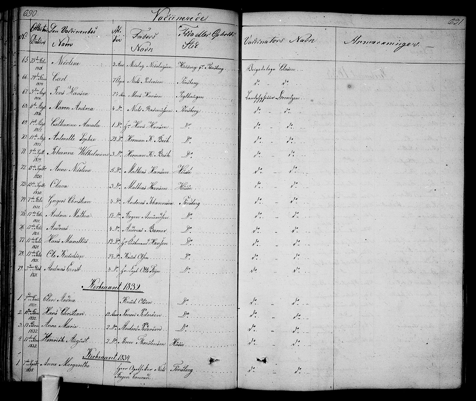 Tønsberg kirkebøker, AV/SAKO-A-330/F/Fa/L0005: Parish register (official) no. I 5, 1827-1836, p. 690-691