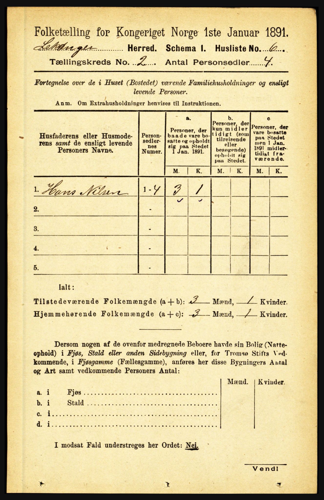 RA, 1891 census for 1419 Leikanger, 1891, p. 126