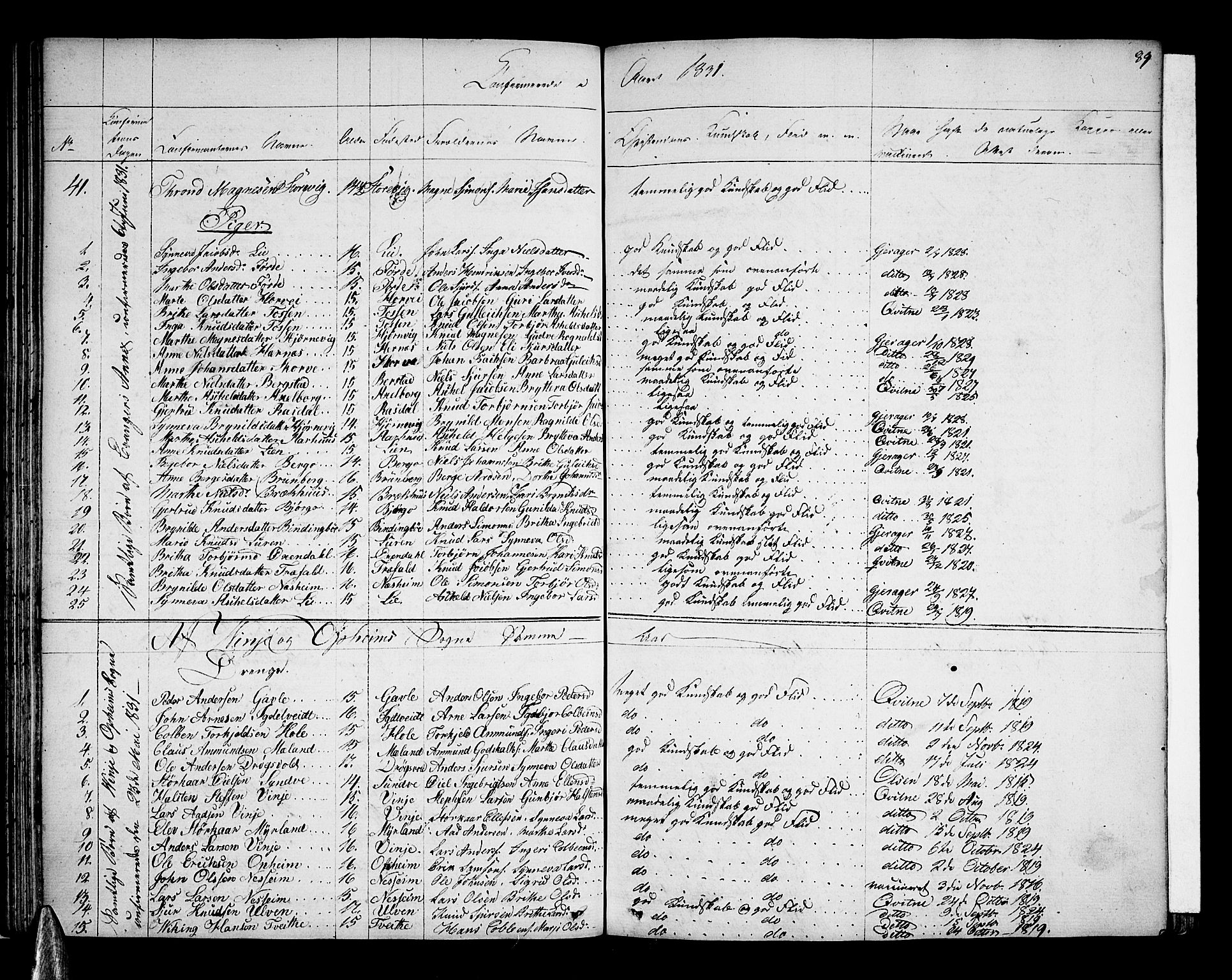 Voss sokneprestembete, AV/SAB-A-79001: Curate's parish register no. A 1, 1821-1841, p. 89