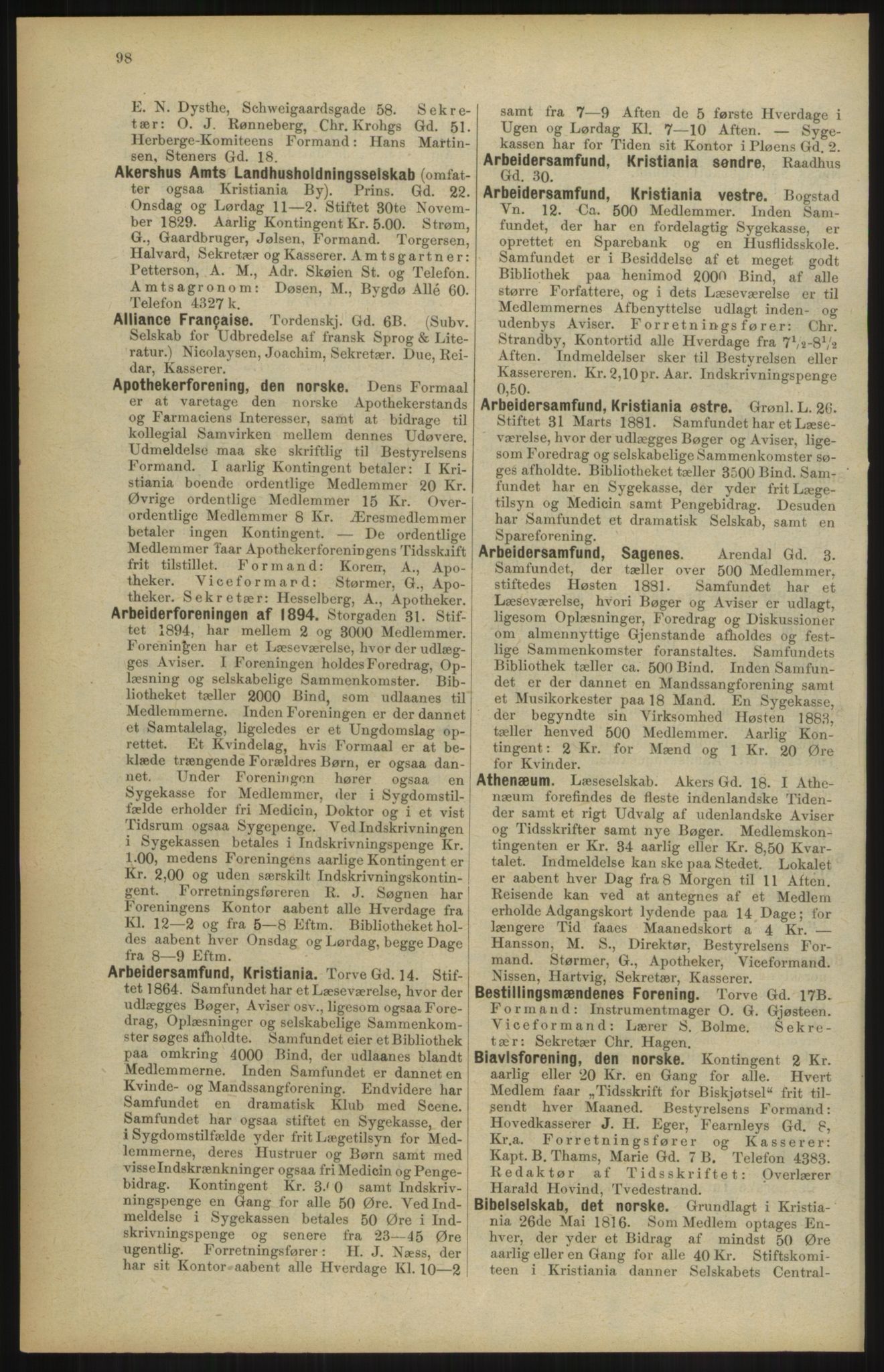Kristiania/Oslo adressebok, PUBL/-, 1904, p. 98