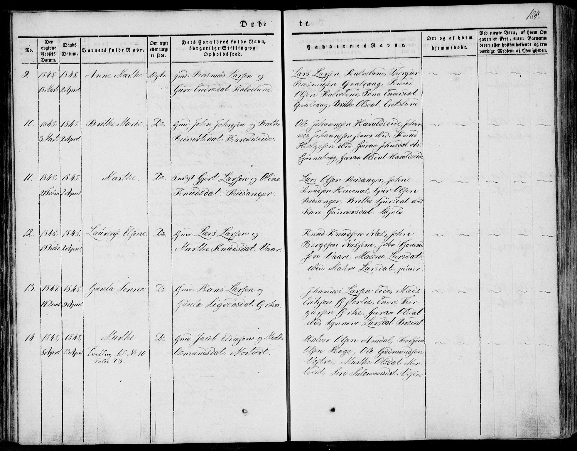 Skjold sokneprestkontor, SAST/A-101847/H/Ha/Haa/L0006: Parish register (official) no. A 6.1, 1835-1858, p. 165