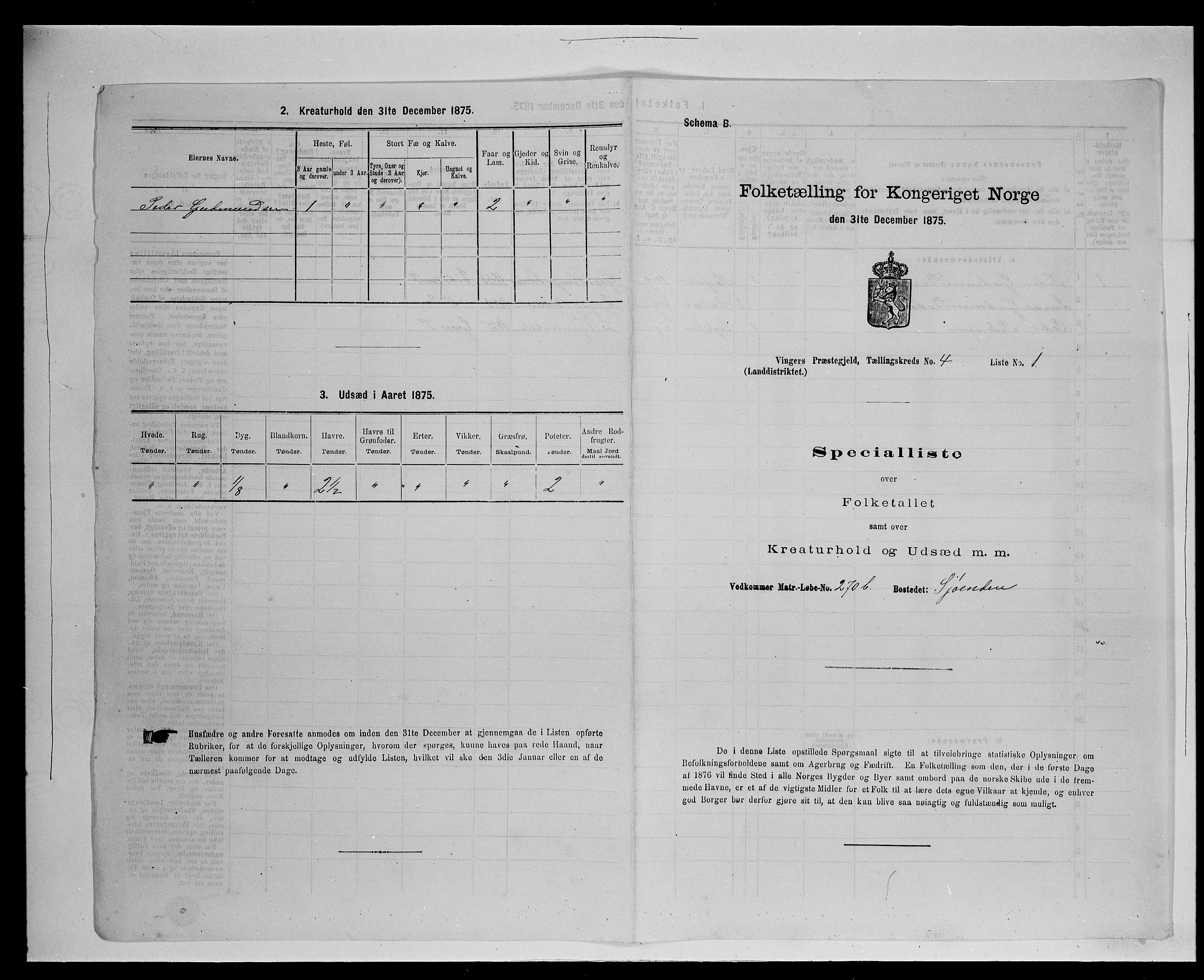 SAH, 1875 census for 0421L Vinger/Vinger og Austmarka, 1875, p. 598