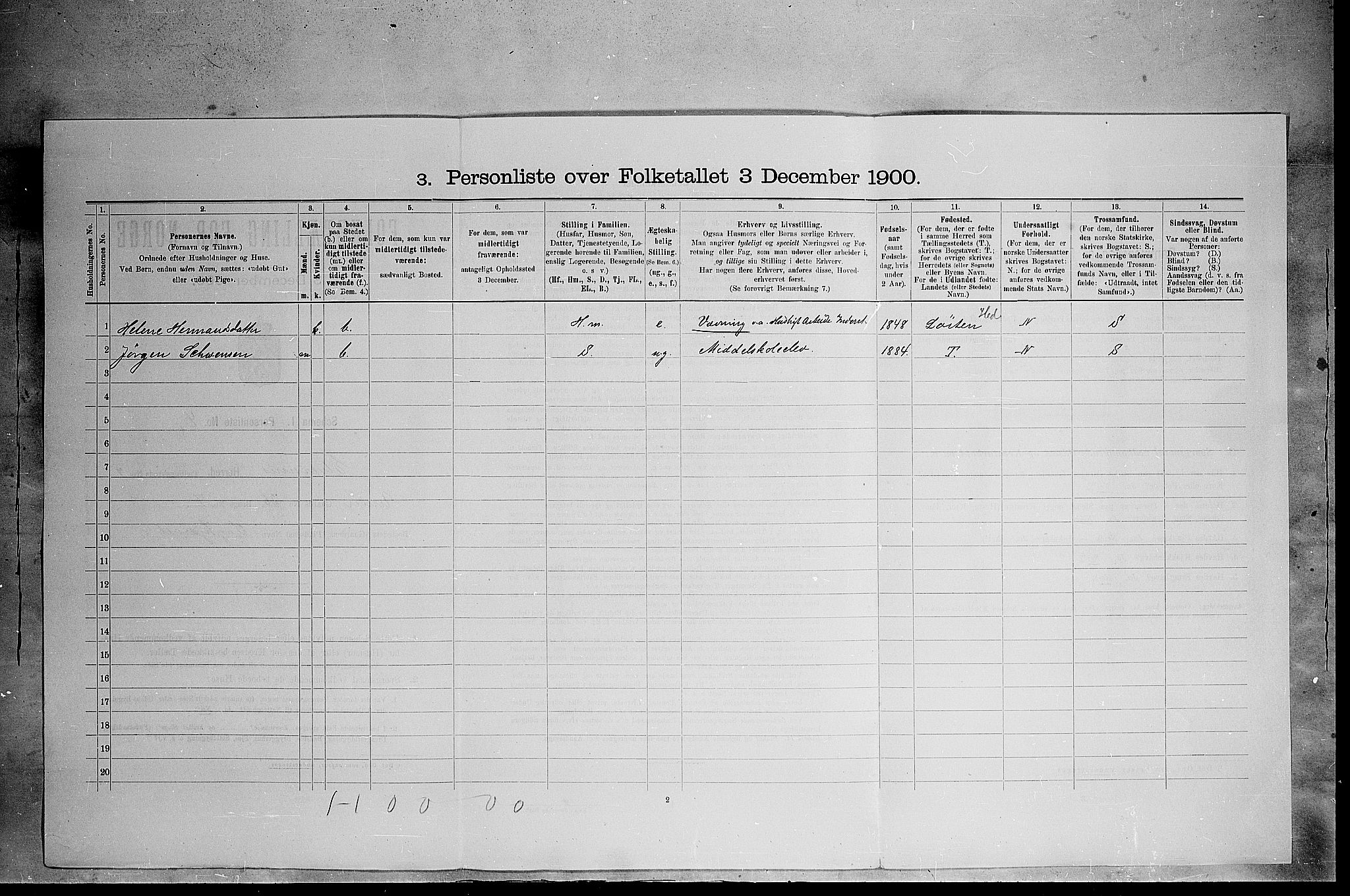 SAH, 1900 census for Elverum, 1900, p. 808