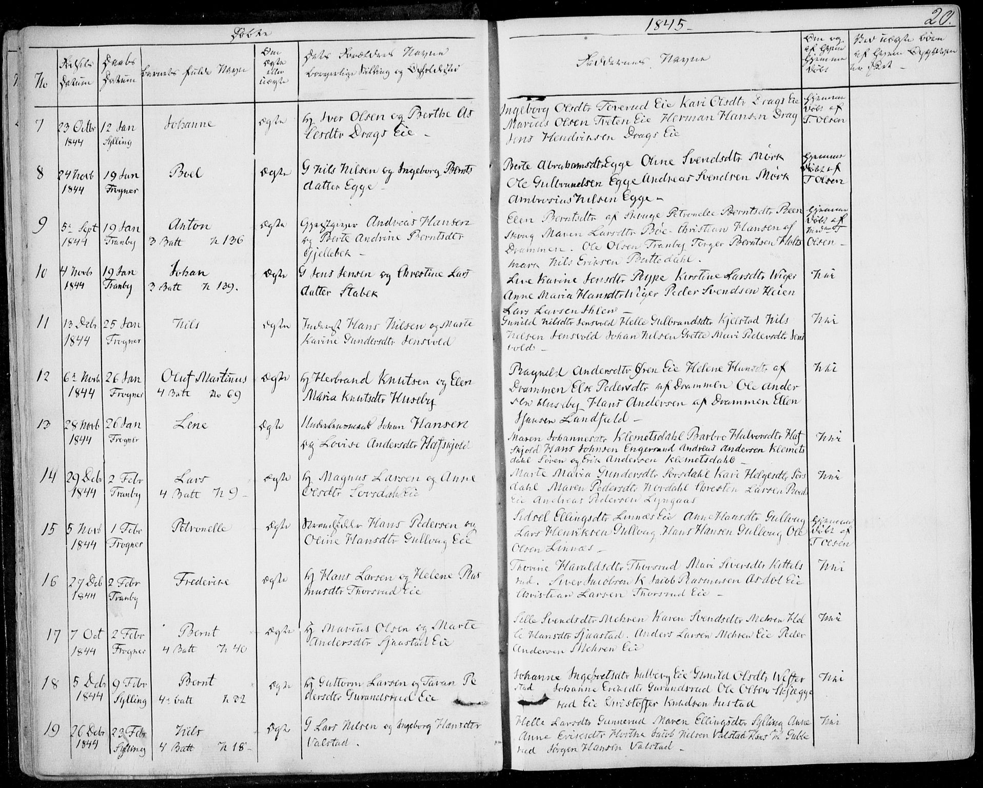 Lier kirkebøker, SAKO/A-230/F/Fa/L0011: Parish register (official) no. I 11, 1843-1854, p. 20