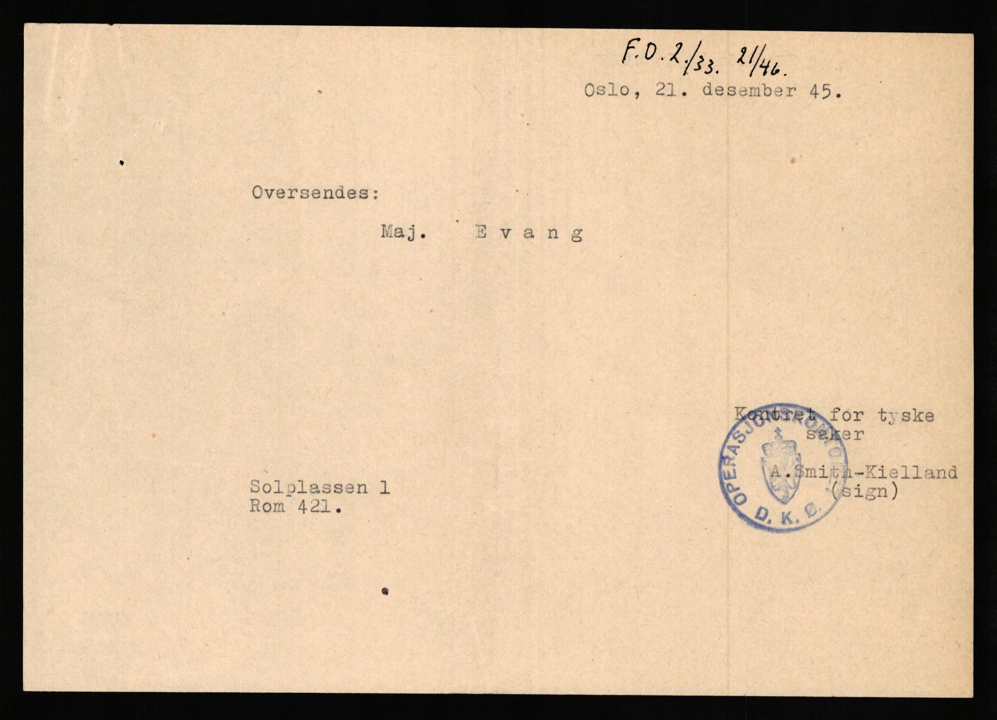 Forsvaret, Forsvarets overkommando II, AV/RA-RAFA-3915/D/Db/L0030: CI Questionaires. Tyske okkupasjonsstyrker i Norge. Tyskere., 1945-1946, p. 83