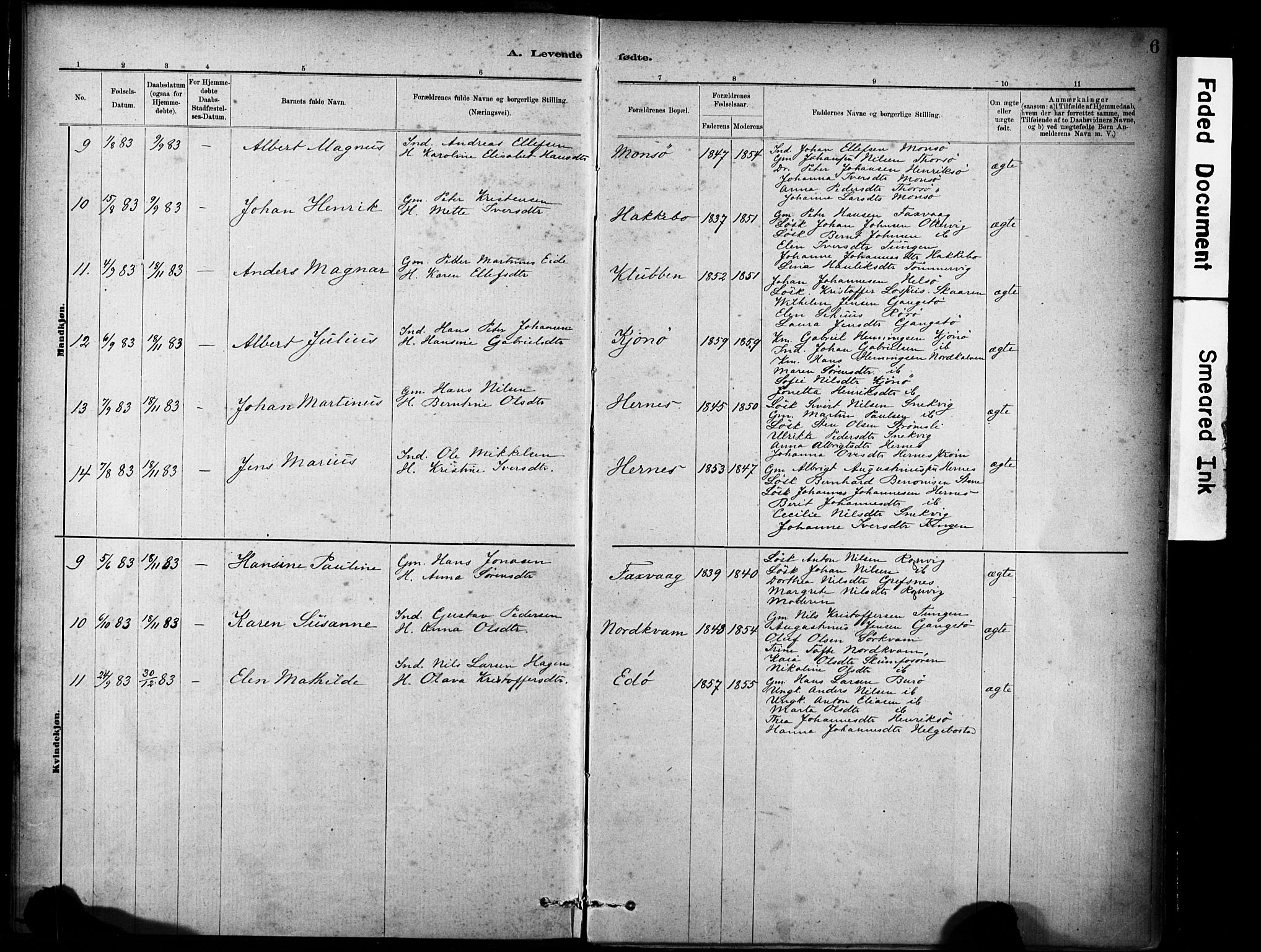 Ministerialprotokoller, klokkerbøker og fødselsregistre - Sør-Trøndelag, AV/SAT-A-1456/635/L0551: Parish register (official) no. 635A01, 1882-1899, p. 6