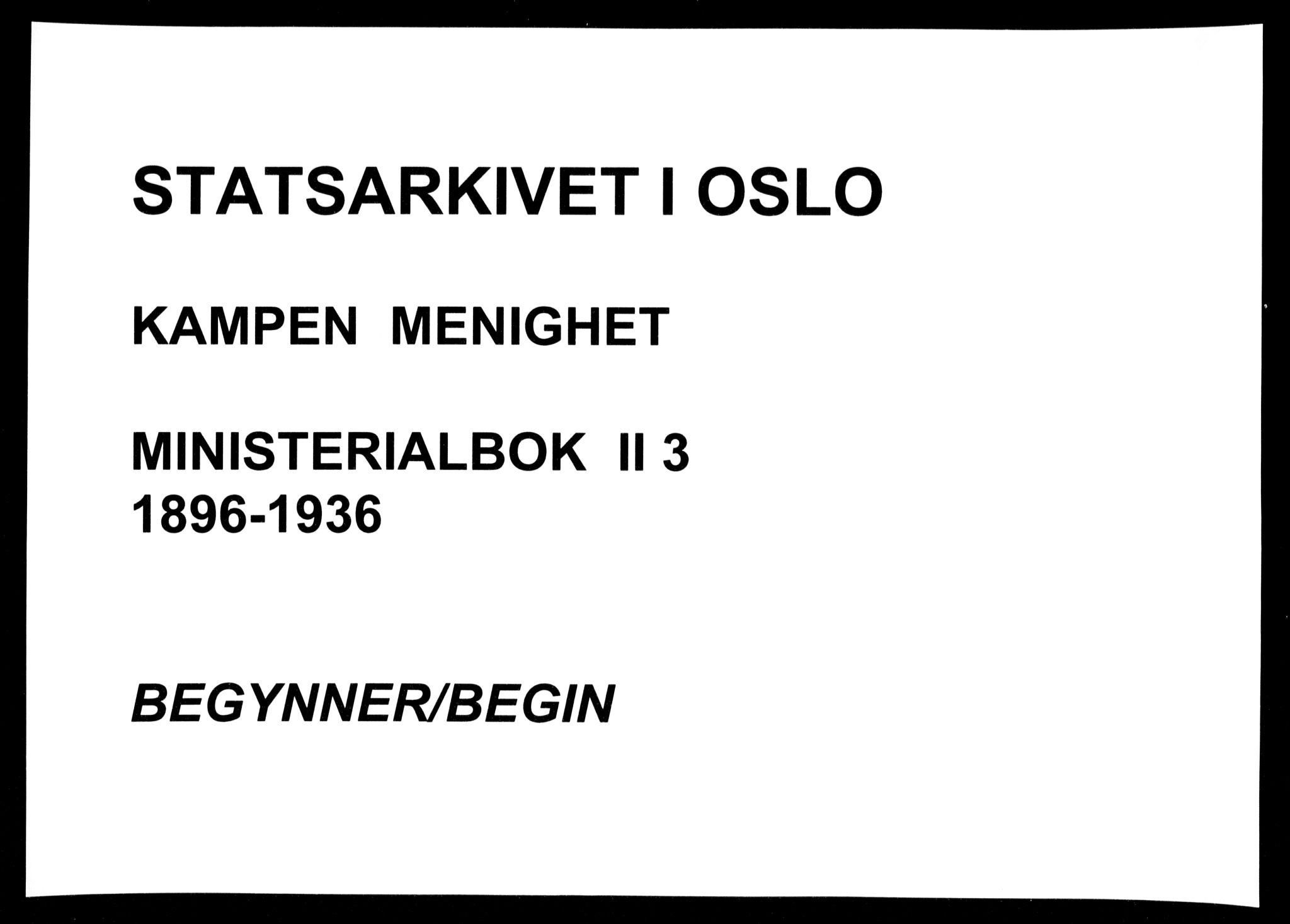 Kampen prestekontor Kirkebøker, SAO/A-10853/F/Fb/L0003: Parish register (official) no. II 3, 1896-1936