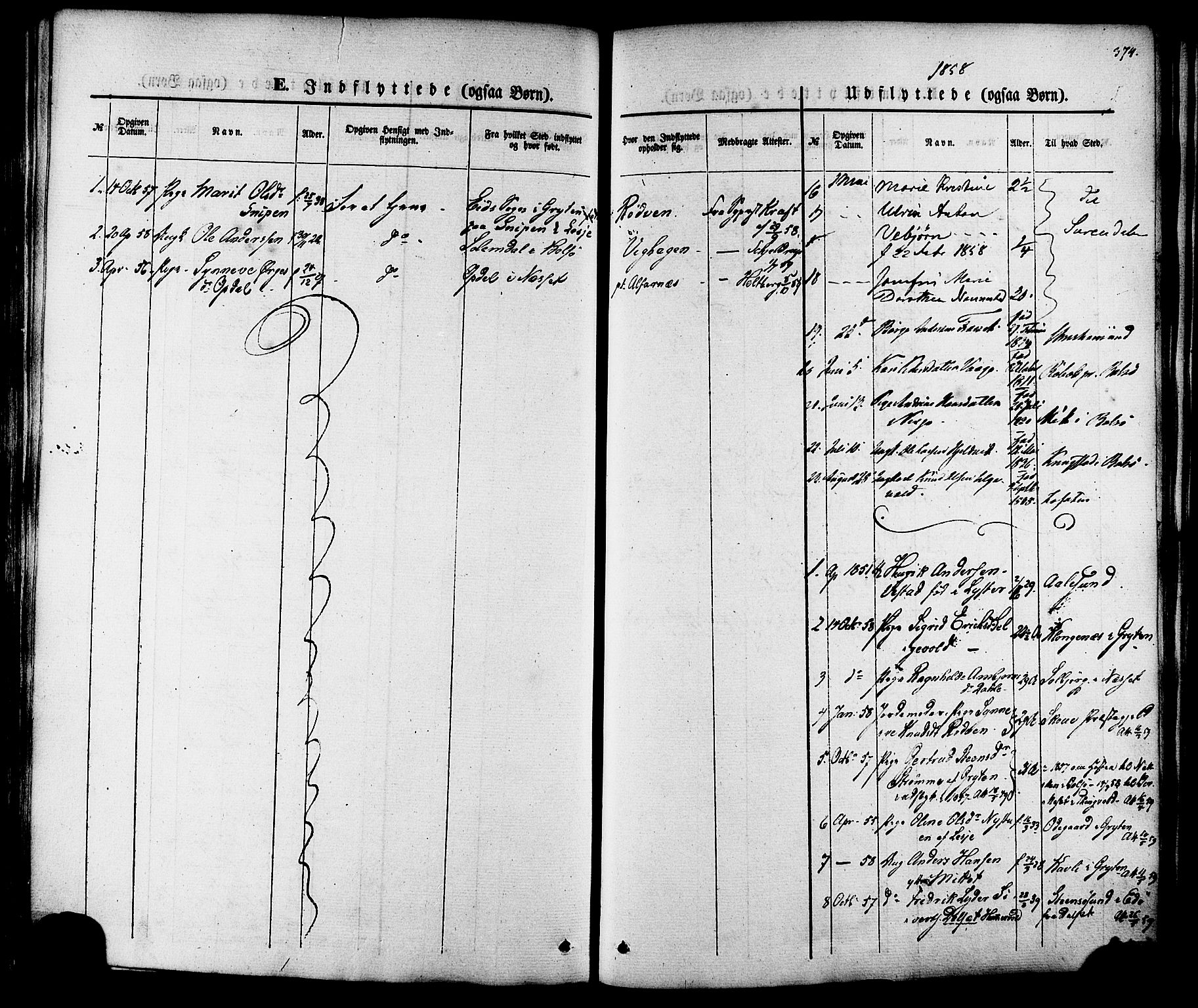 Ministerialprotokoller, klokkerbøker og fødselsregistre - Møre og Romsdal, SAT/A-1454/547/L0603: Parish register (official) no. 547A05, 1846-1877, p. 374