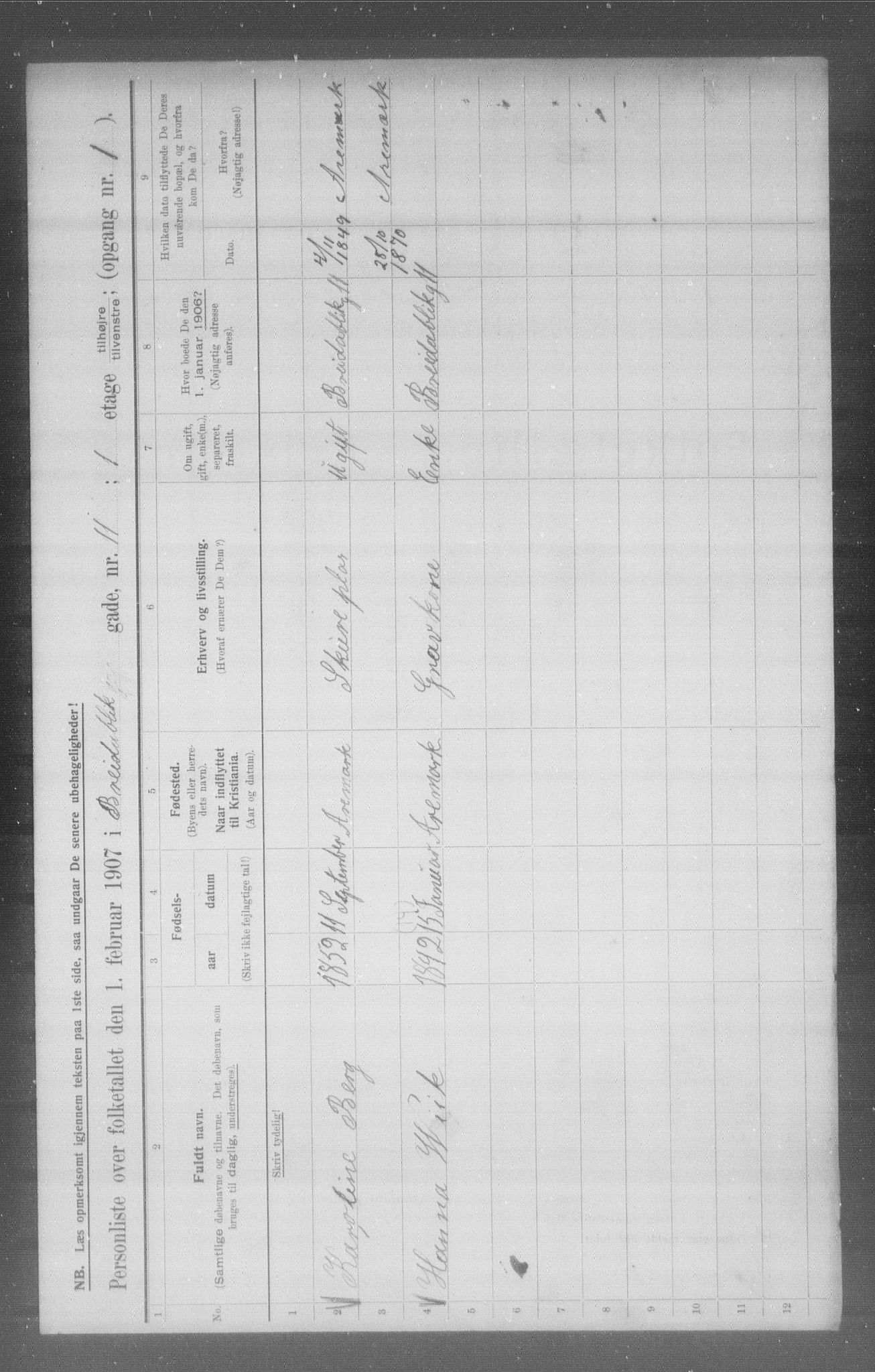 OBA, Municipal Census 1907 for Kristiania, 1907, p. 4214