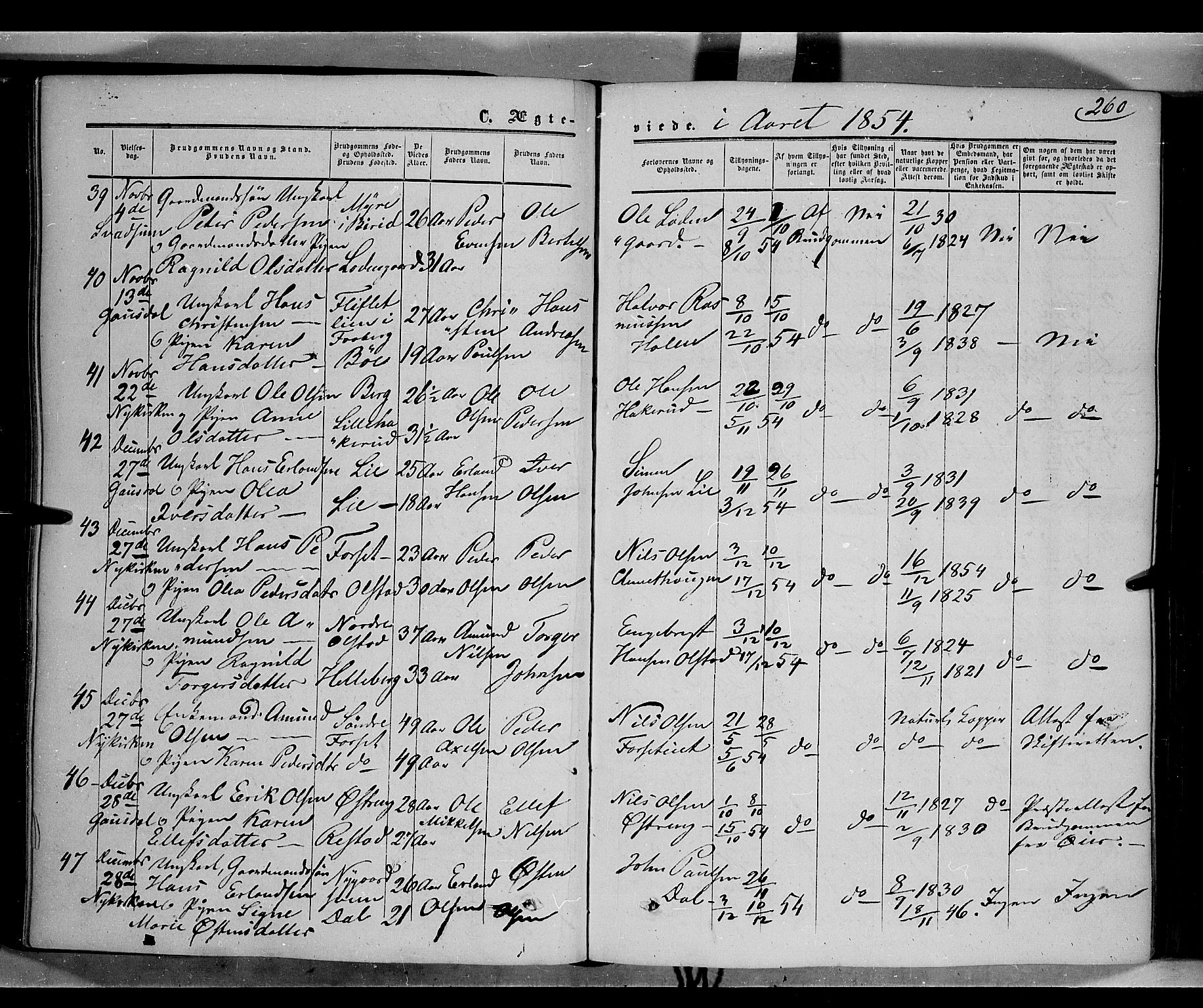 Gausdal prestekontor, SAH/PREST-090/H/Ha/Haa/L0008: Parish register (official) no. 8, 1850-1861, p. 260