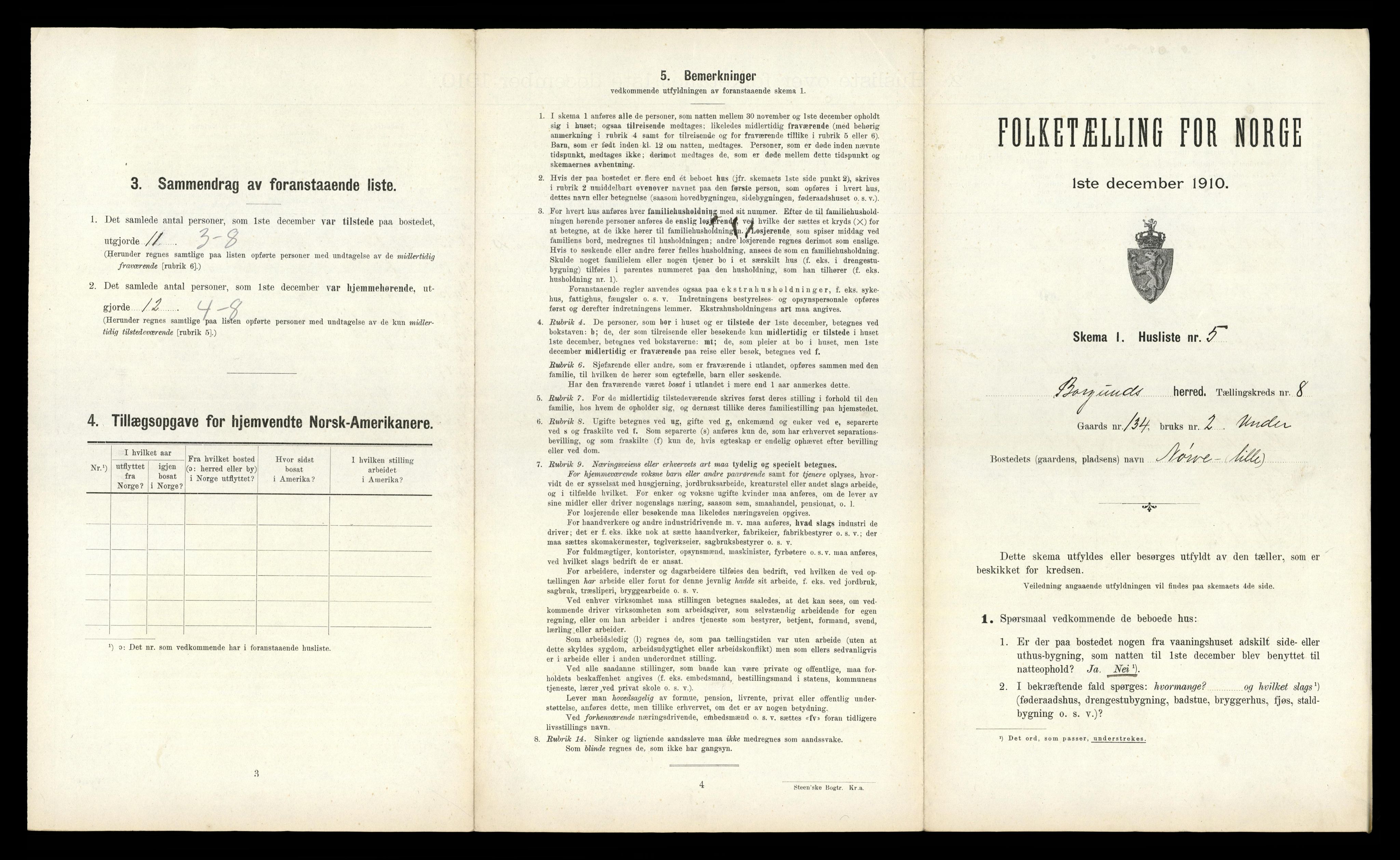 RA, 1910 census for Borgund, 1910, p. 661
