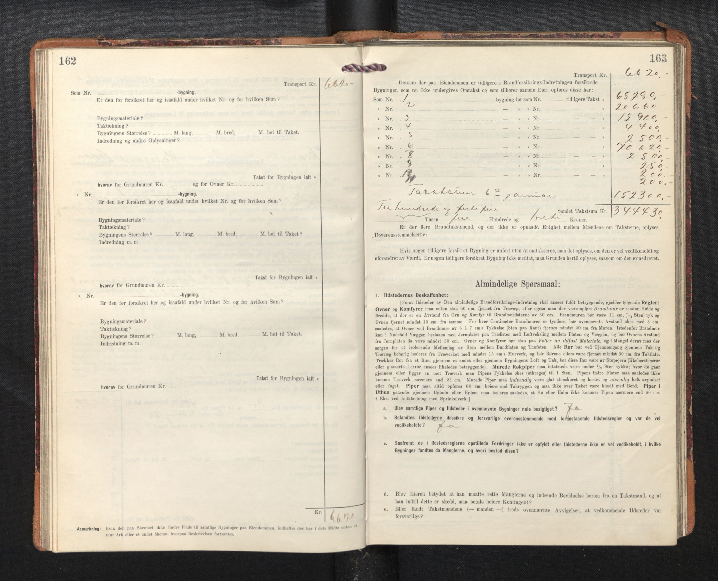 Lensmannen i Kvam, AV/SAB-A-33201/0012/L0006: Branntakstprotokoll, skjematakst, 1913-1955, p. 162-163