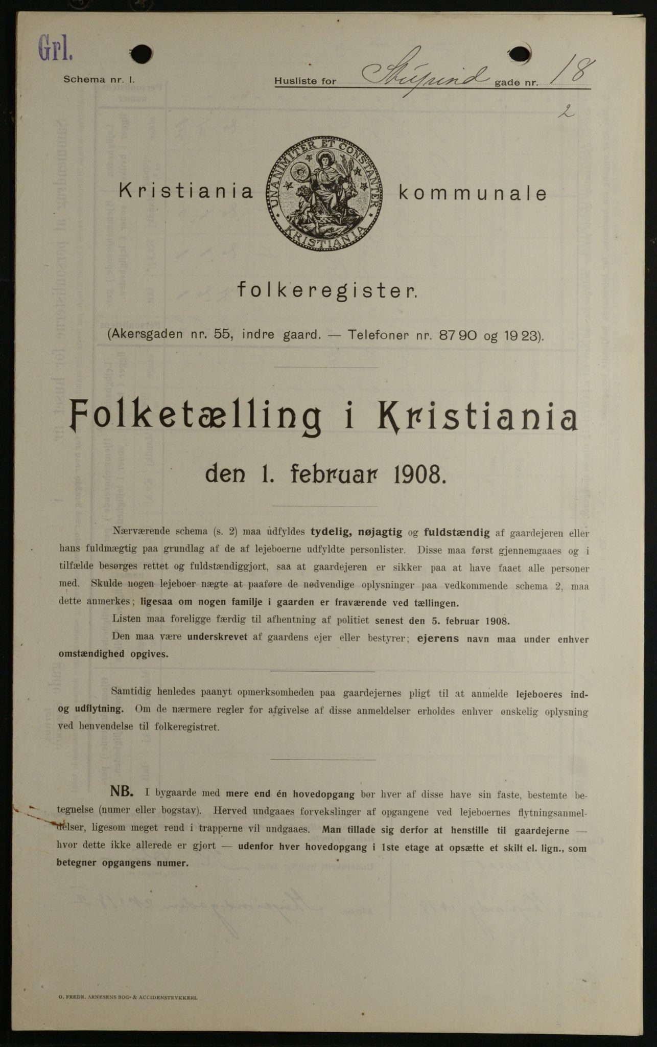 OBA, Municipal Census 1908 for Kristiania, 1908, p. 94080