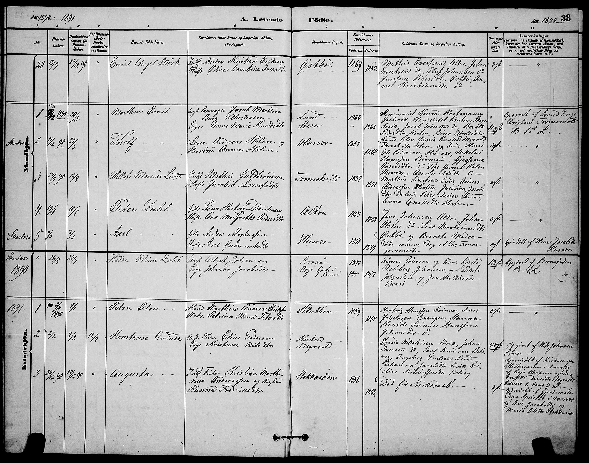 Ministerialprotokoller, klokkerbøker og fødselsregistre - Nordland, AV/SAT-A-1459/830/L0462: Parish register (copy) no. 830C04, 1882-1895, p. 33