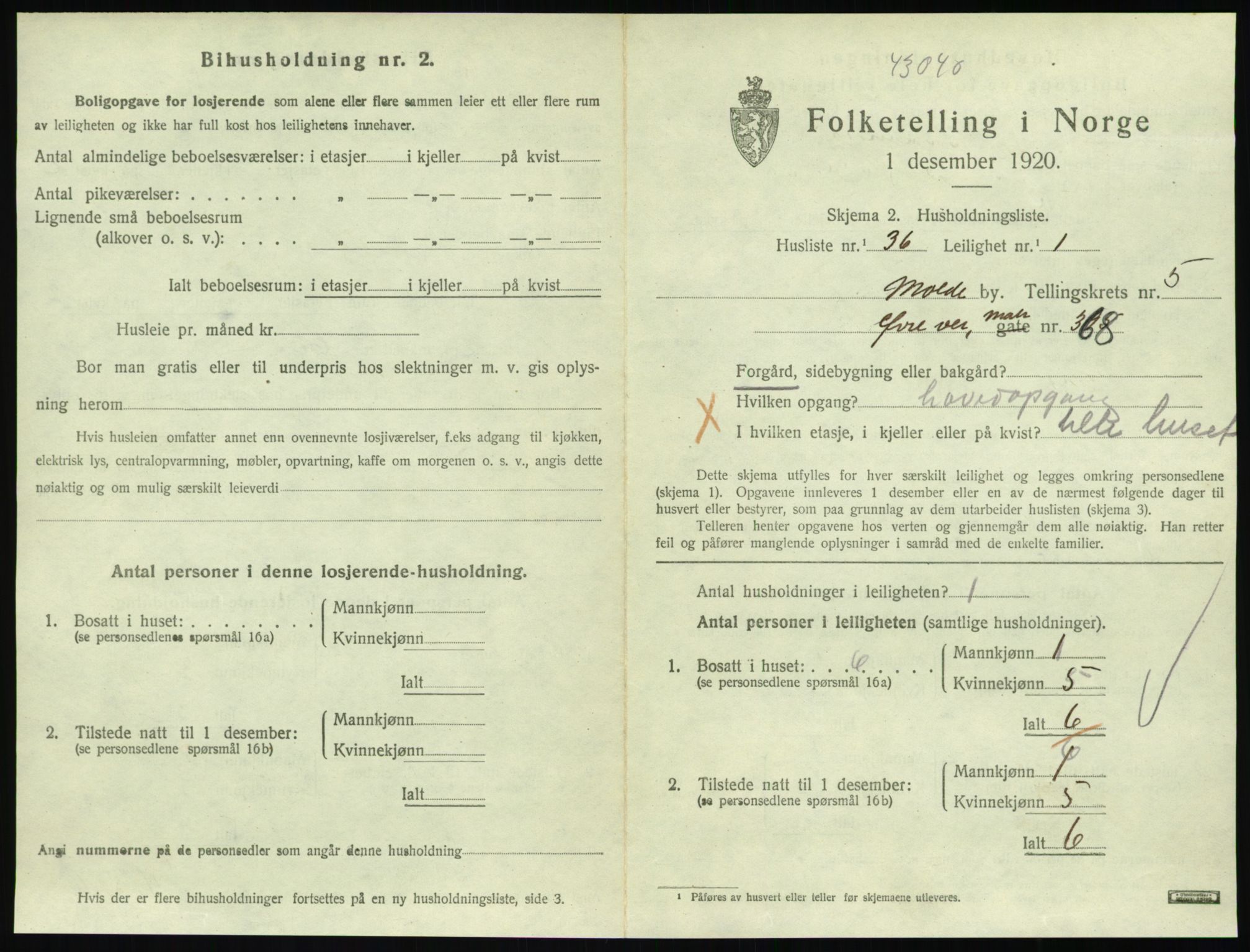 SAT, 1920 census for Molde, 1920, p. 1893