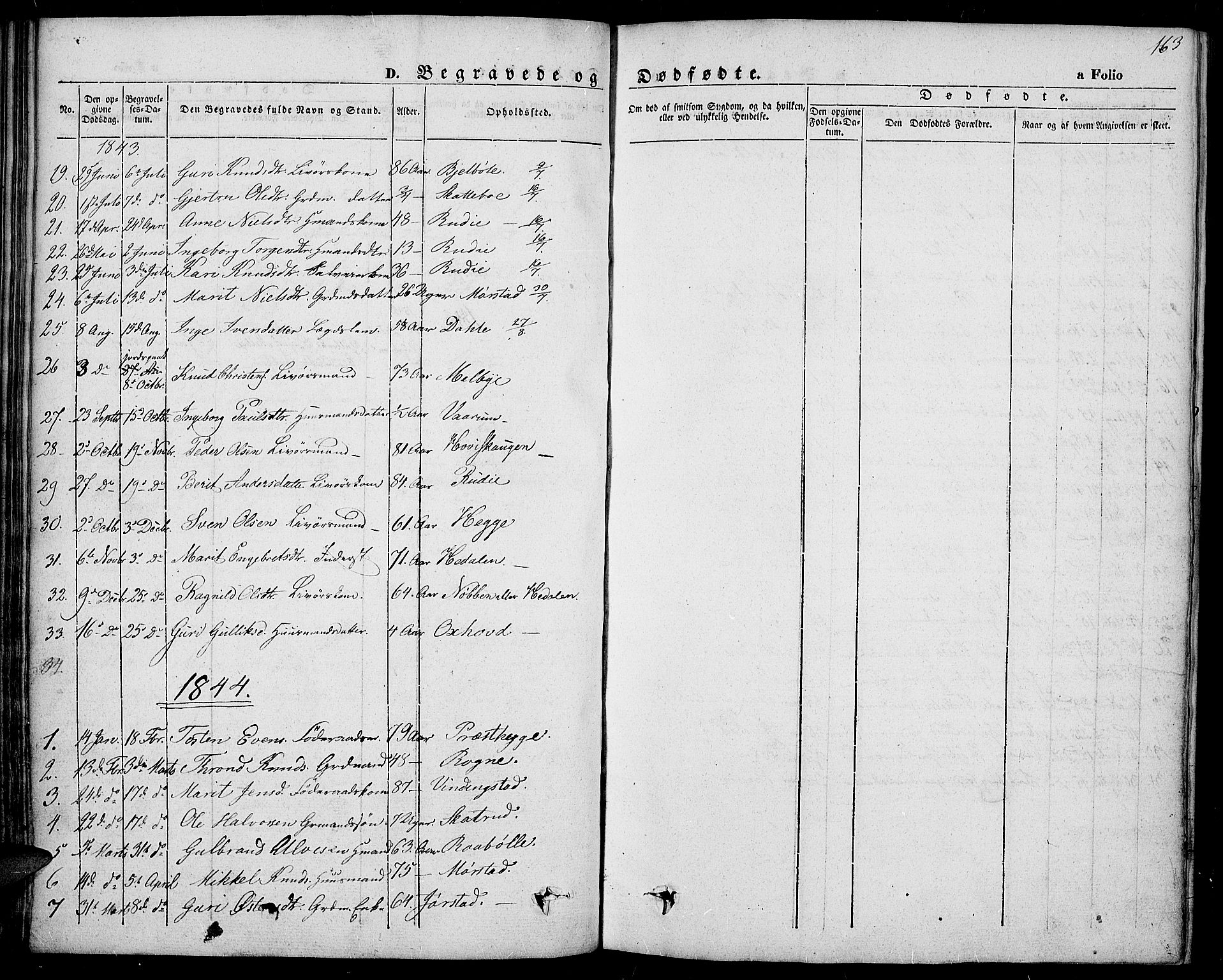 Slidre prestekontor, SAH/PREST-134/H/Ha/Haa/L0004: Parish register (official) no. 4, 1831-1848, p. 163
