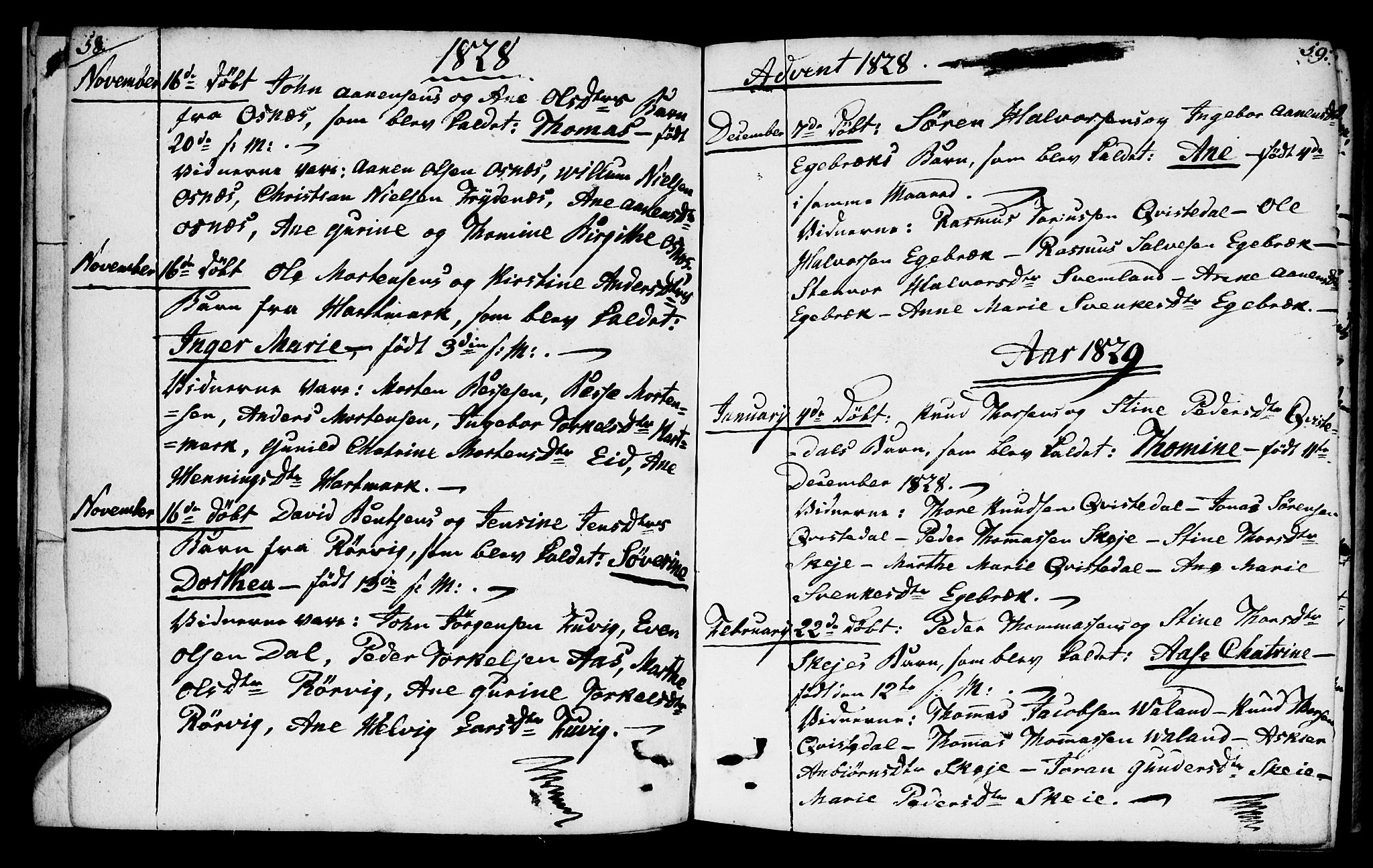 Mandal sokneprestkontor, SAK/1111-0030/F/Fb/Fbb/L0001: Parish register (copy) no. B 1, 1802-1846, p. 58-59