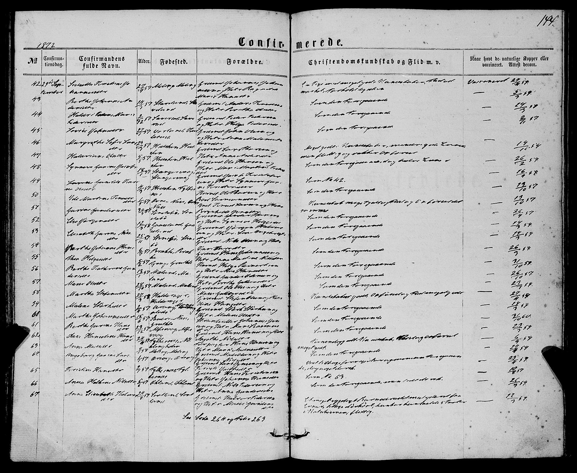 Finnås sokneprestembete, AV/SAB-A-99925/H/Ha/Haa/Haaa/L0008: Parish register (official) no. A 8, 1863-1872, p. 144