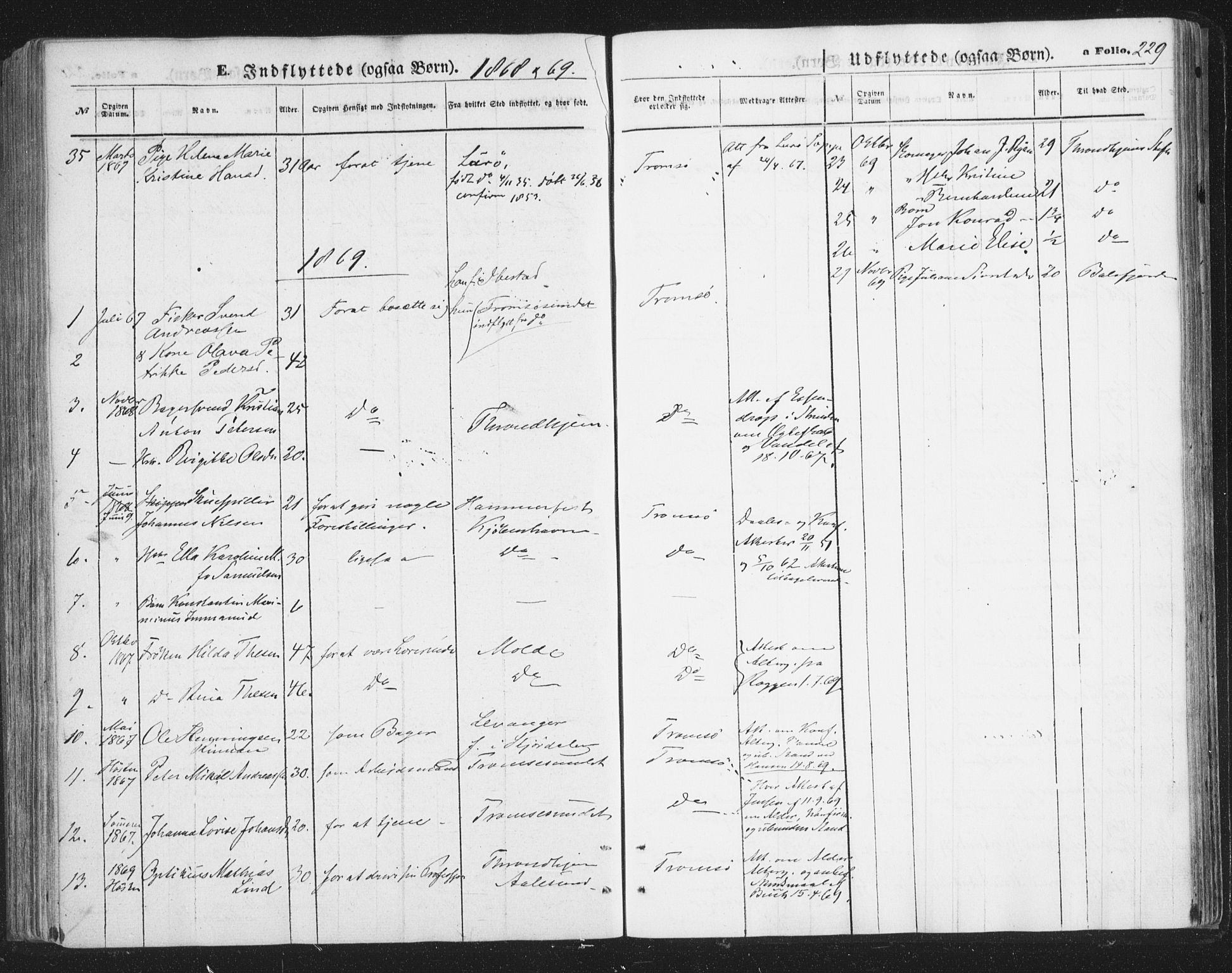Tromsø sokneprestkontor/stiftsprosti/domprosti, SATØ/S-1343/G/Ga/L0012kirke: Parish register (official) no. 12, 1865-1871, p. 229