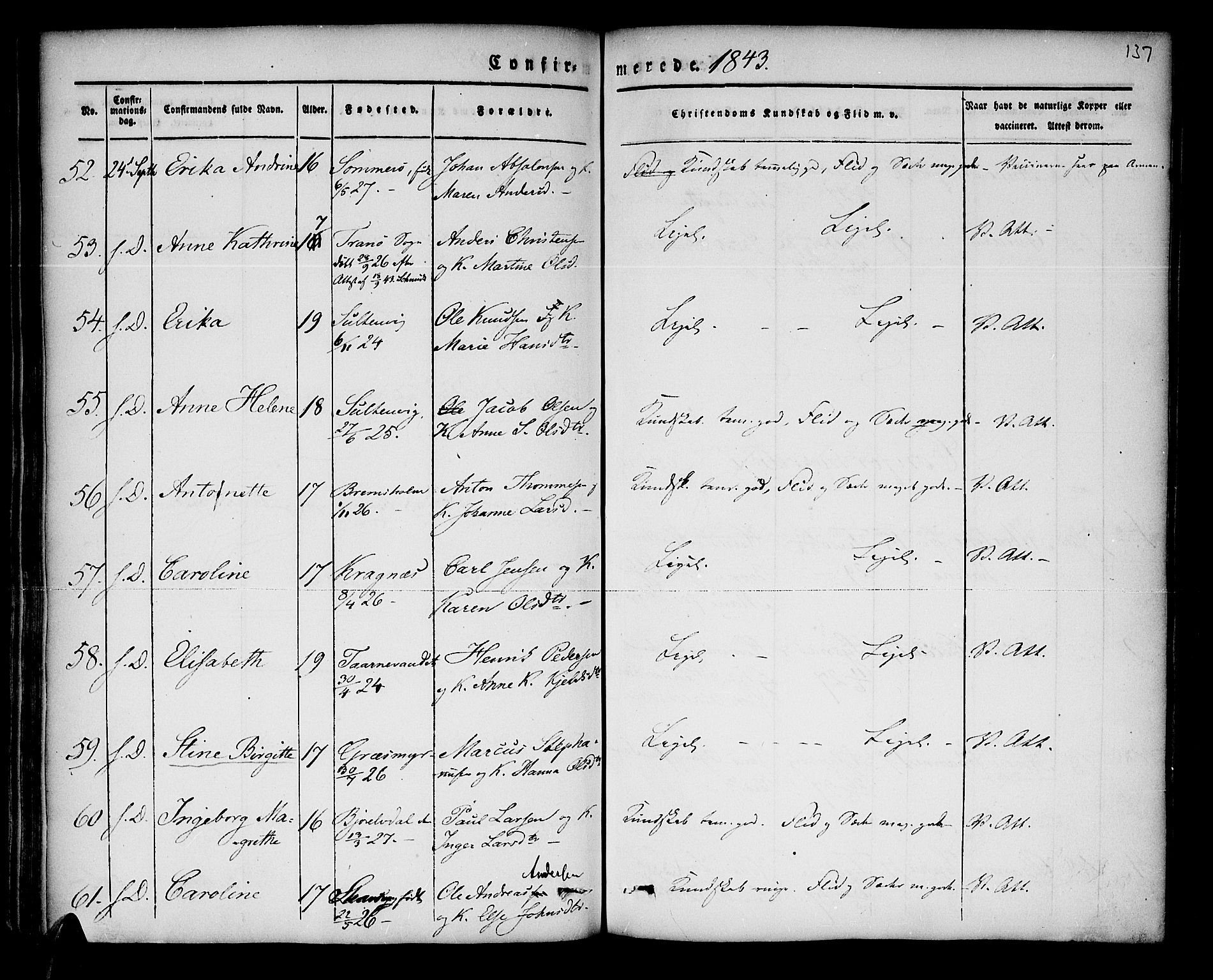 Lenvik sokneprestembete, SATØ/S-1310/H/Ha/Haa/L0004kirke: Parish register (official) no. 4, 1832-1844, p. 137