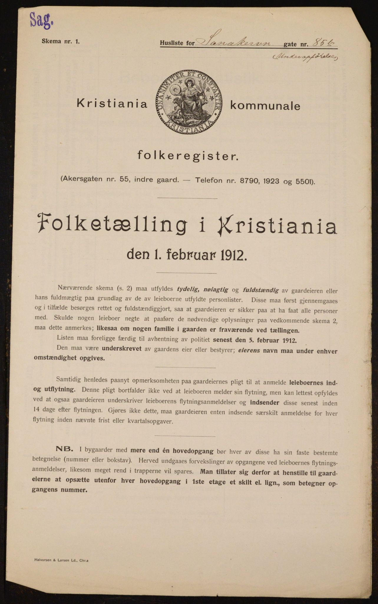 OBA, Municipal Census 1912 for Kristiania, 1912, p. 87638