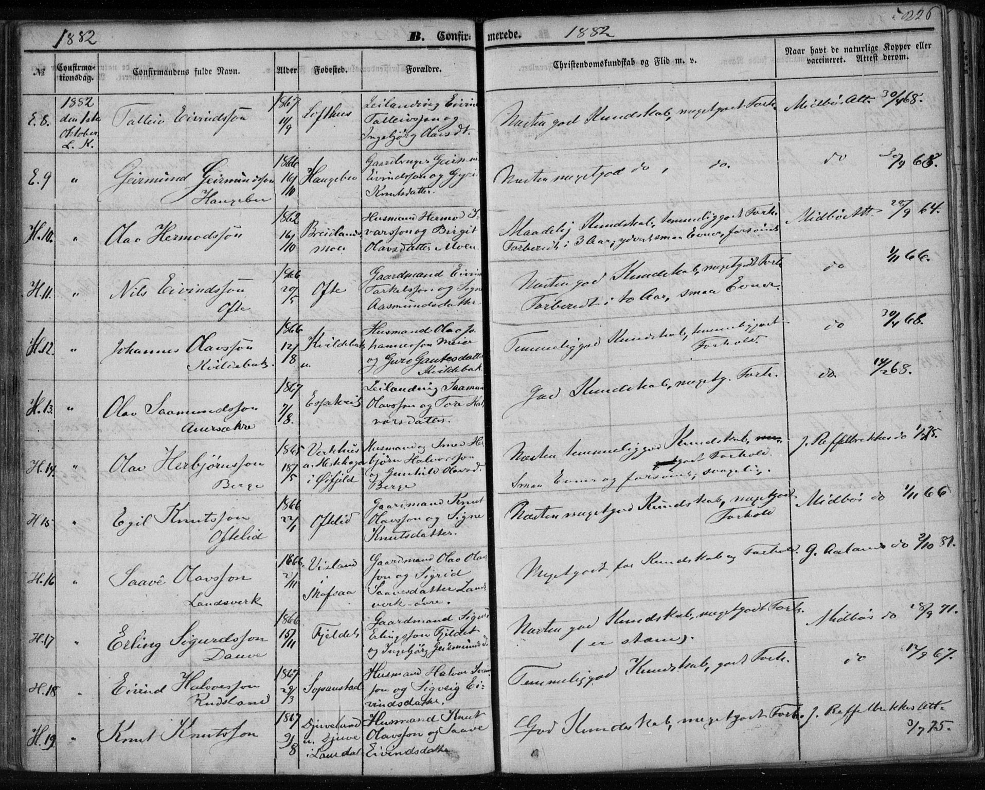 Lårdal kirkebøker, AV/SAKO-A-284/F/Fa/L0006: Parish register (official) no. I 6, 1861-1886, p. 226