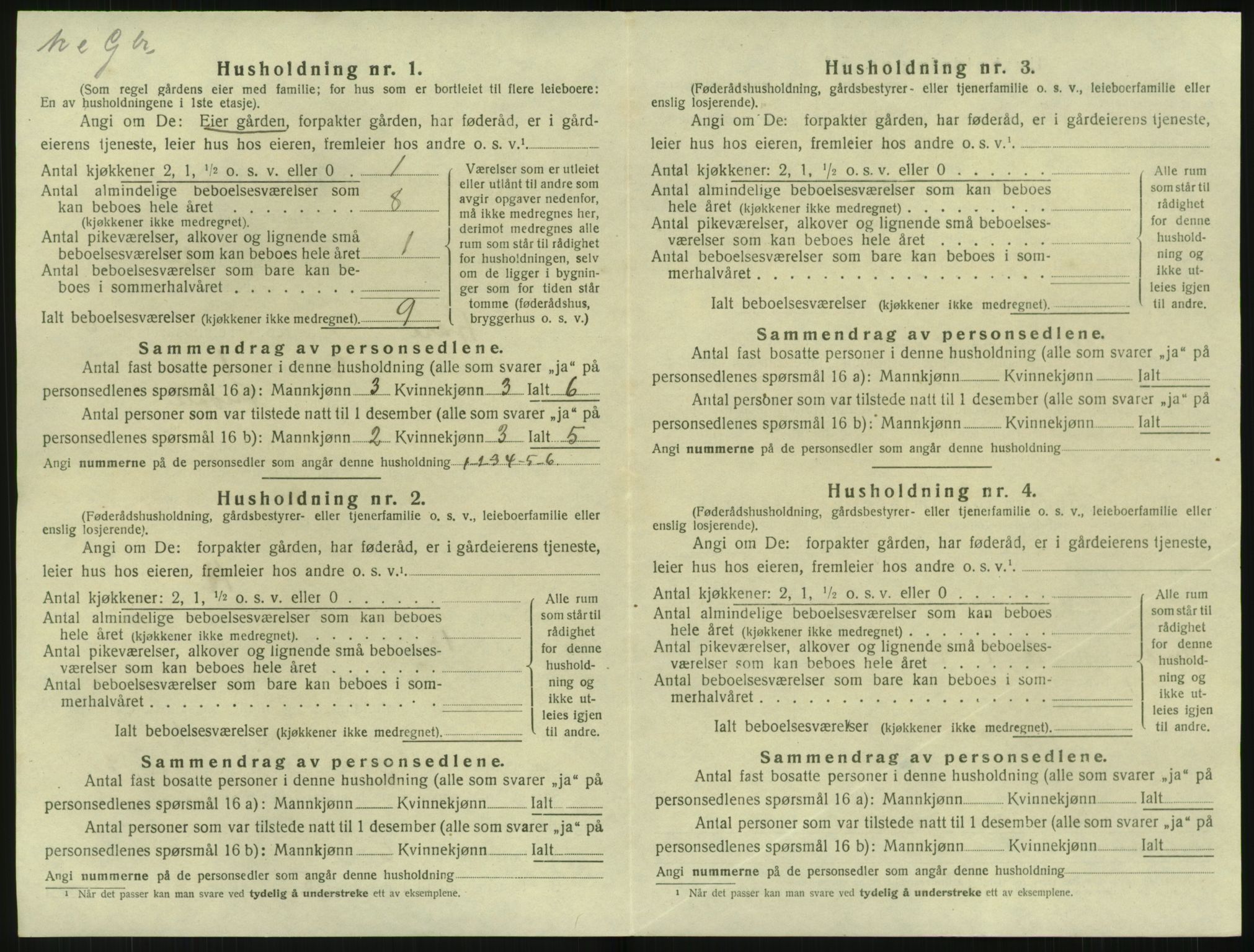 SAK, 1920 census for Fjære, 1920, p. 1232