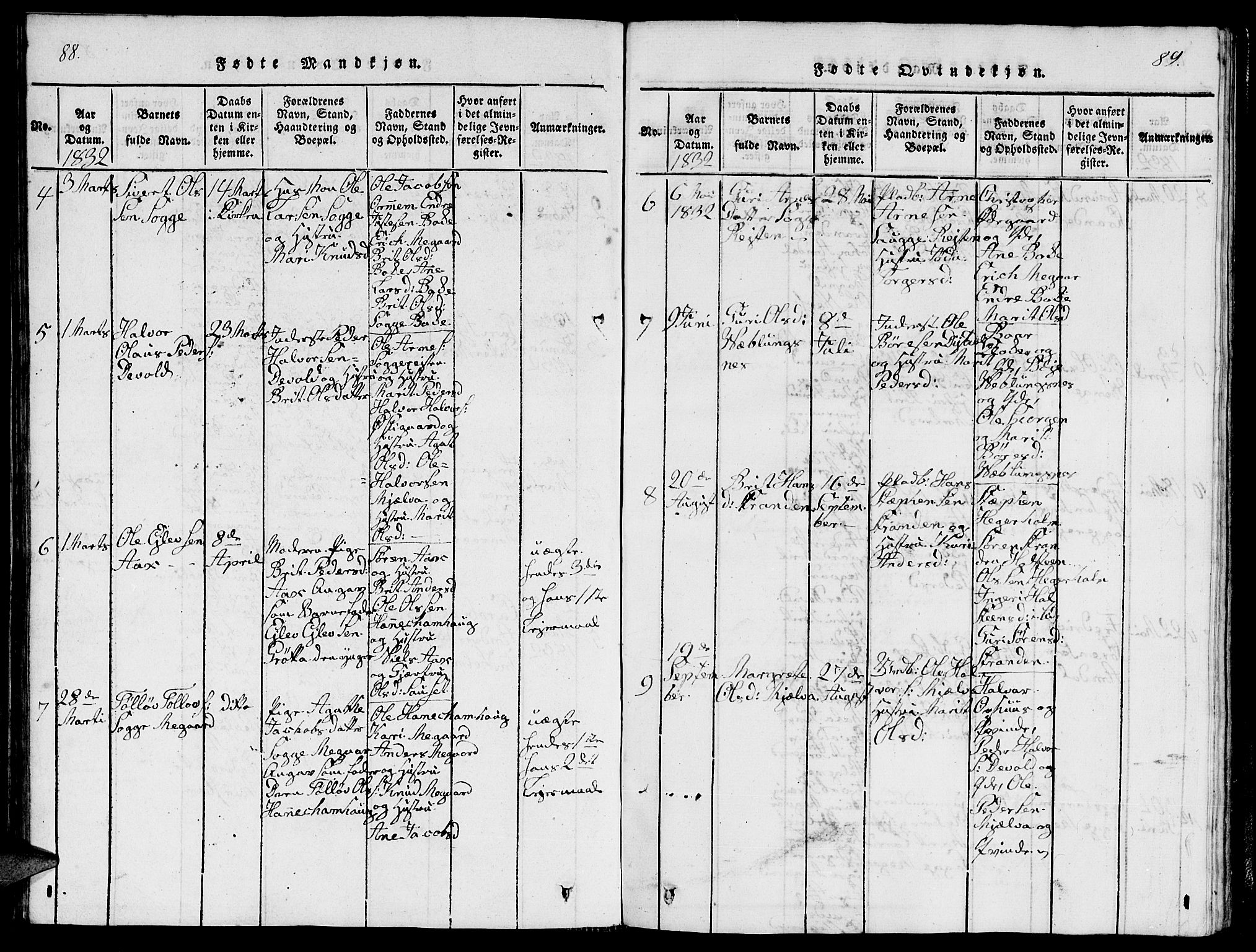 Ministerialprotokoller, klokkerbøker og fødselsregistre - Møre og Romsdal, SAT/A-1454/544/L0579: Parish register (copy) no. 544C01, 1818-1836, p. 88-89