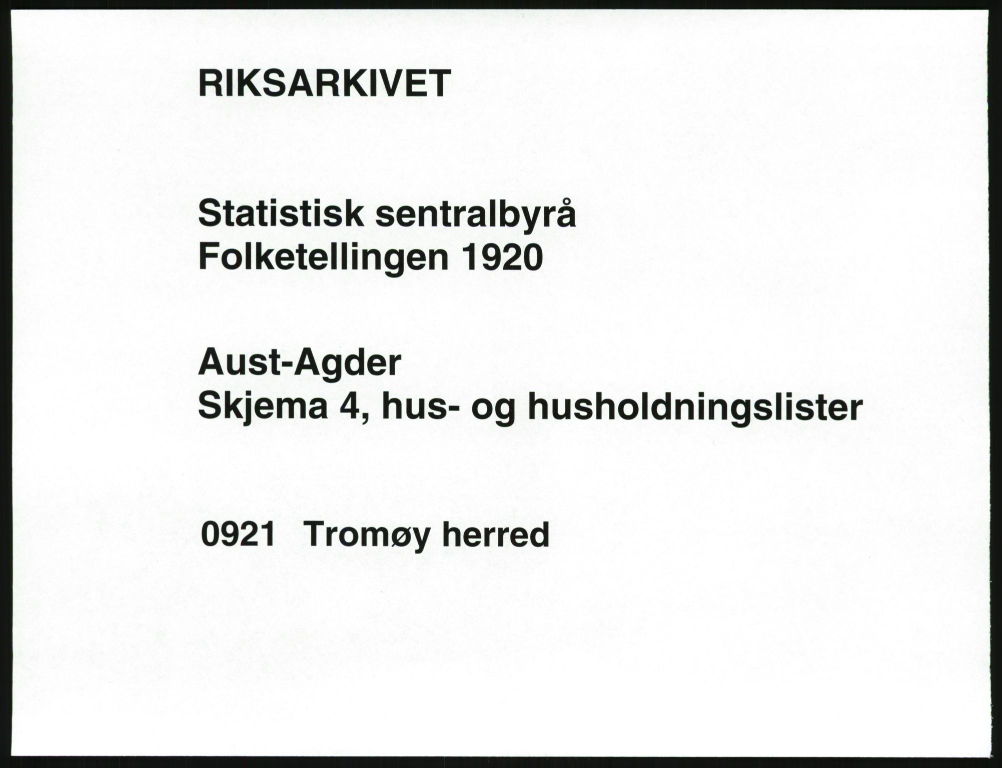 SAK, 1920 census for Tromøy, 1920, p. 33