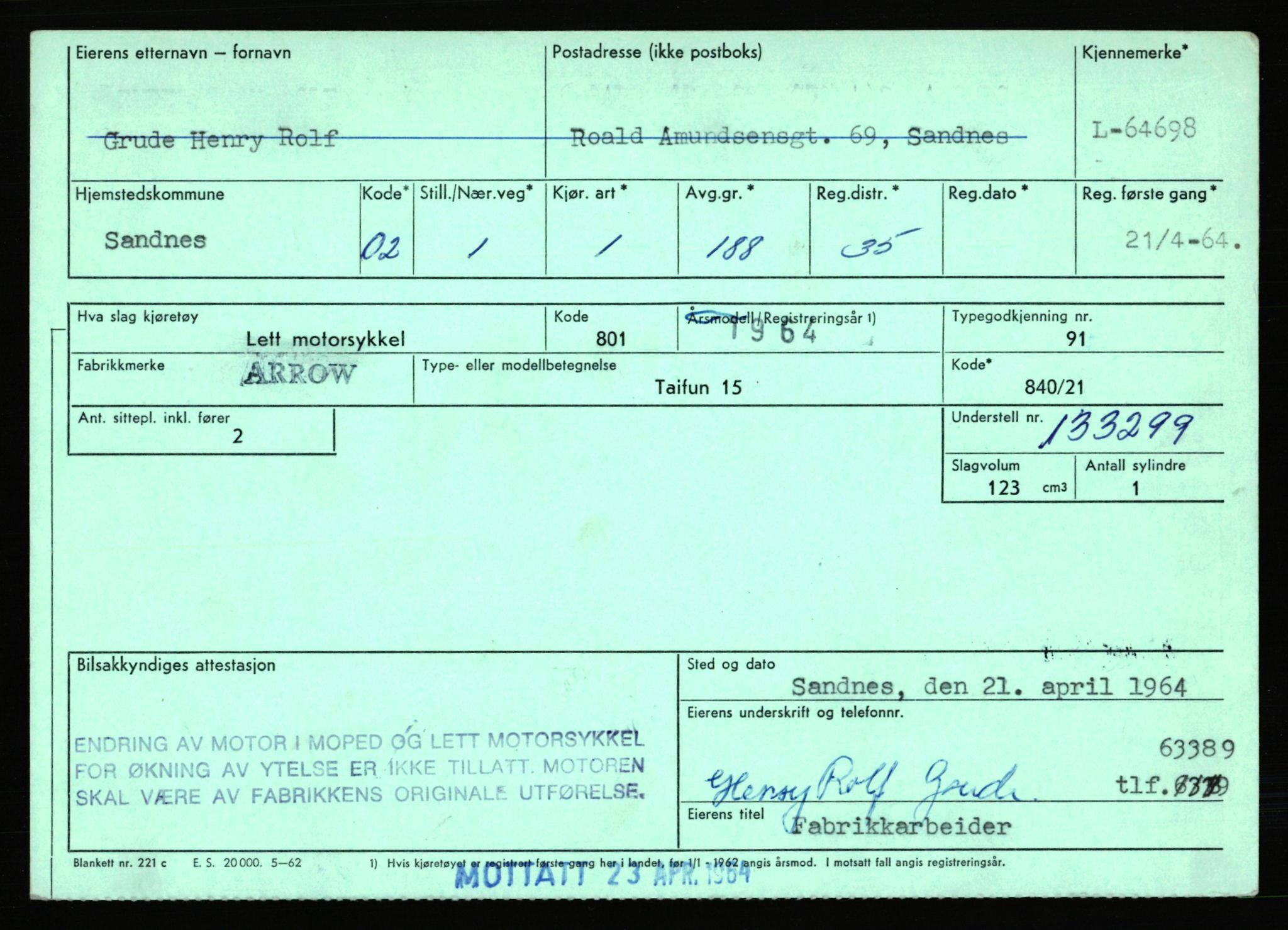 Stavanger trafikkstasjon, AV/SAST-A-101942/0/F/L0064: L-63800 - L-65399, 1930-1971, p. 1684