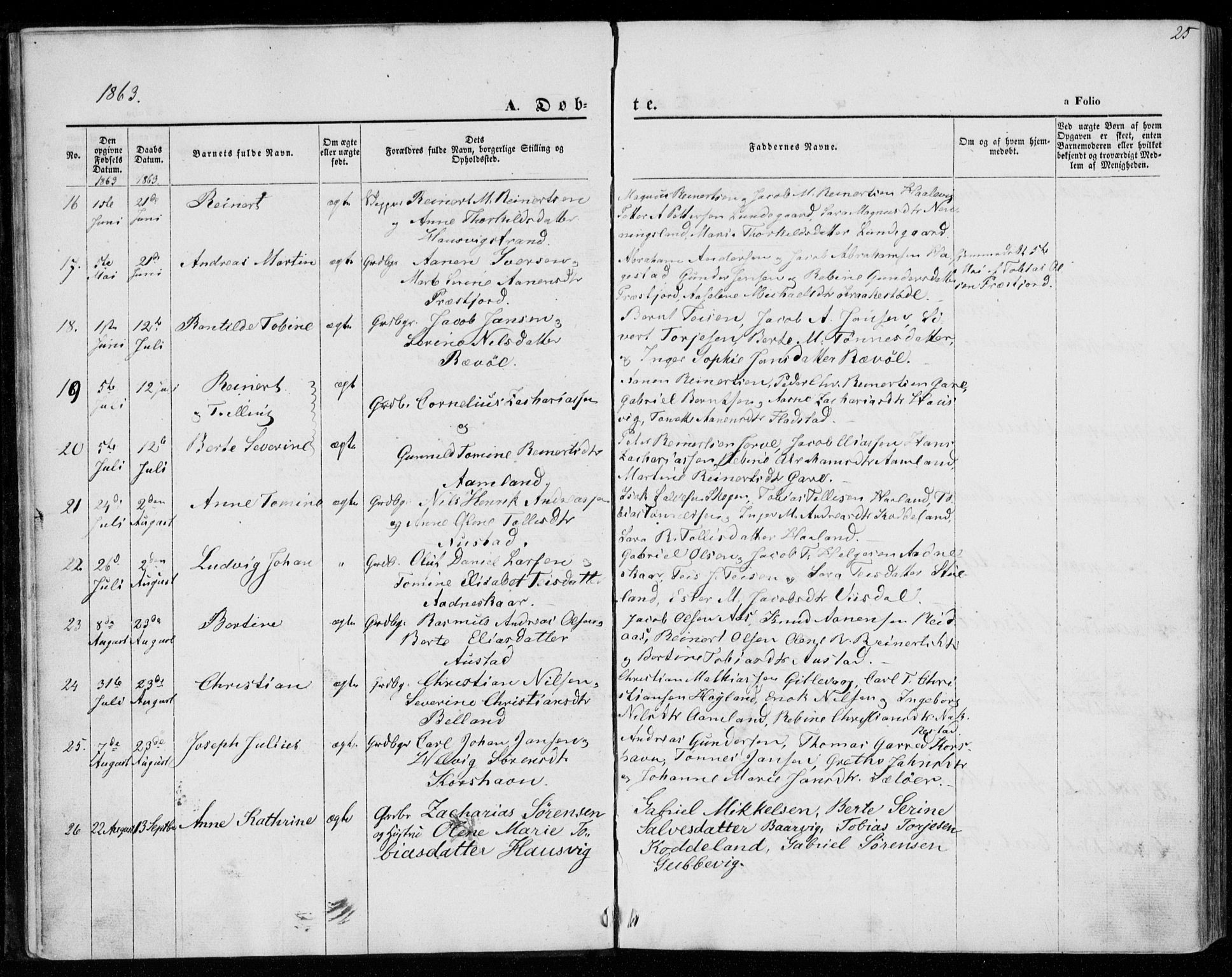 Lyngdal sokneprestkontor, AV/SAK-1111-0029/F/Fa/Faa/L0002: Parish register (official) no. A 2, 1858-1870, p. 25