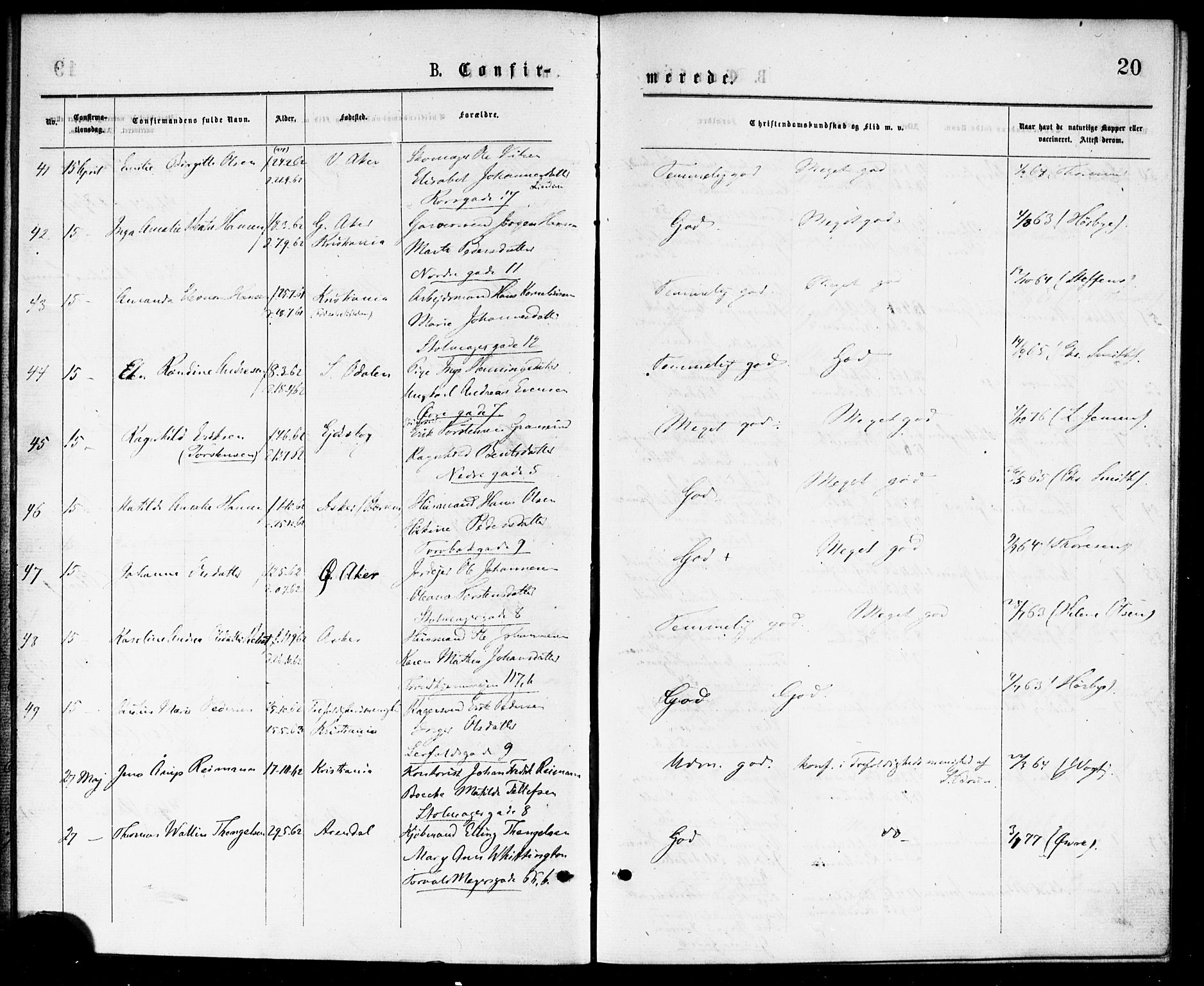 Paulus prestekontor Kirkebøker, AV/SAO-A-10871/F/Fa/L0002: Parish register (official) no. 2, 1875-1878, p. 20