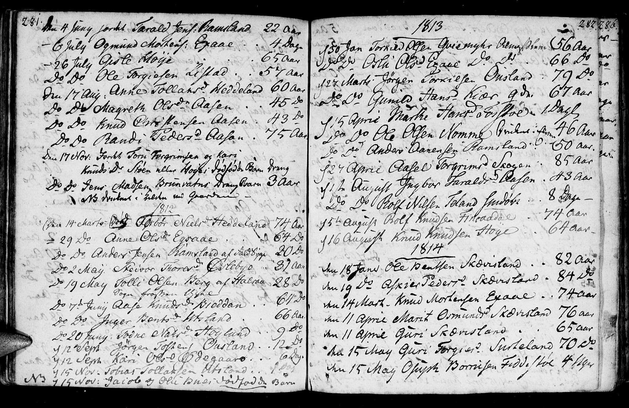 Holum sokneprestkontor, SAK/1111-0022/F/Fa/Fac/L0001: Parish register (official) no. A 1, 1773-1820, p. 281-282