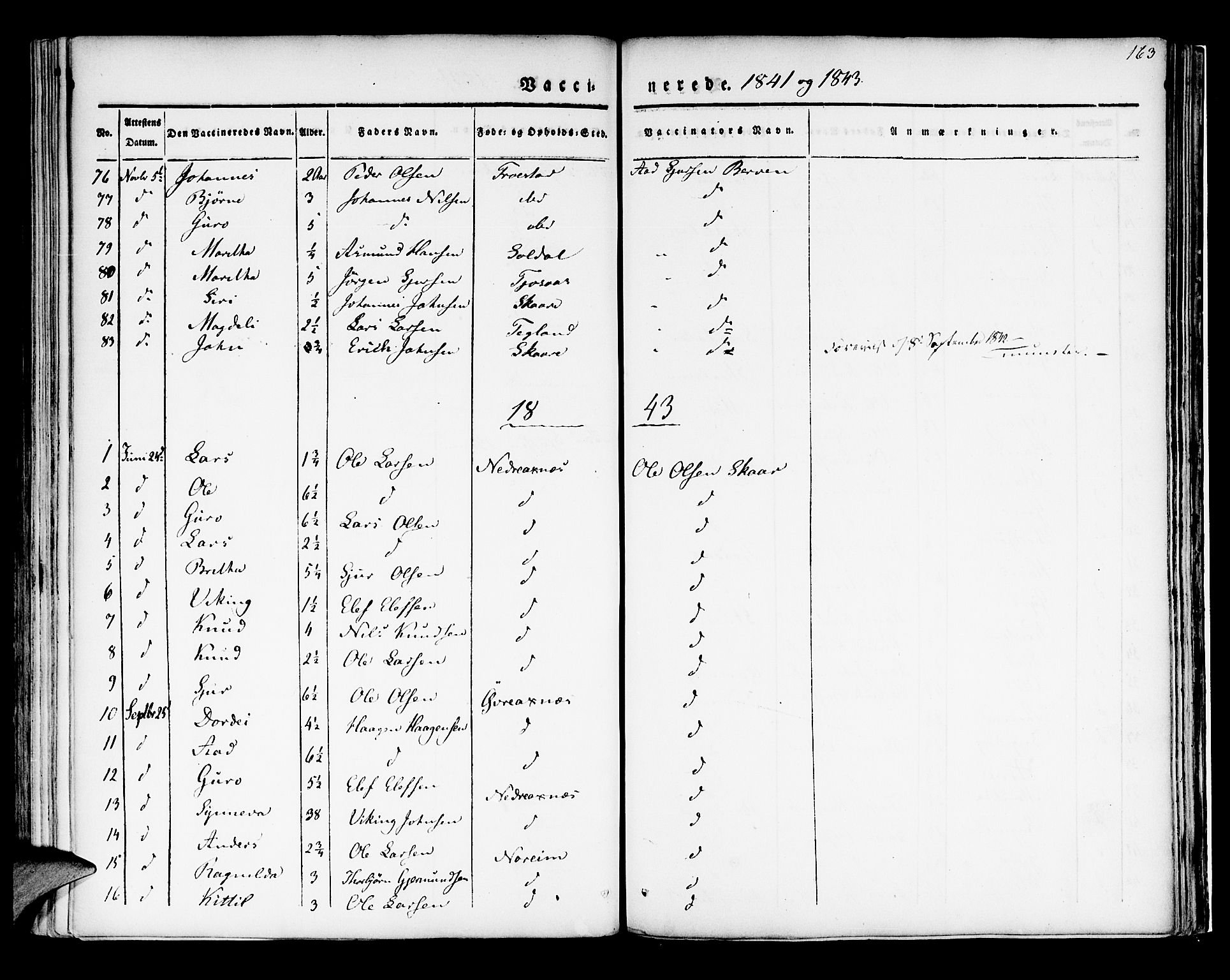 Kvam sokneprestembete, SAB/A-76201/H/Haa: Parish register (official) no. A 7, 1832-1843, p. 163