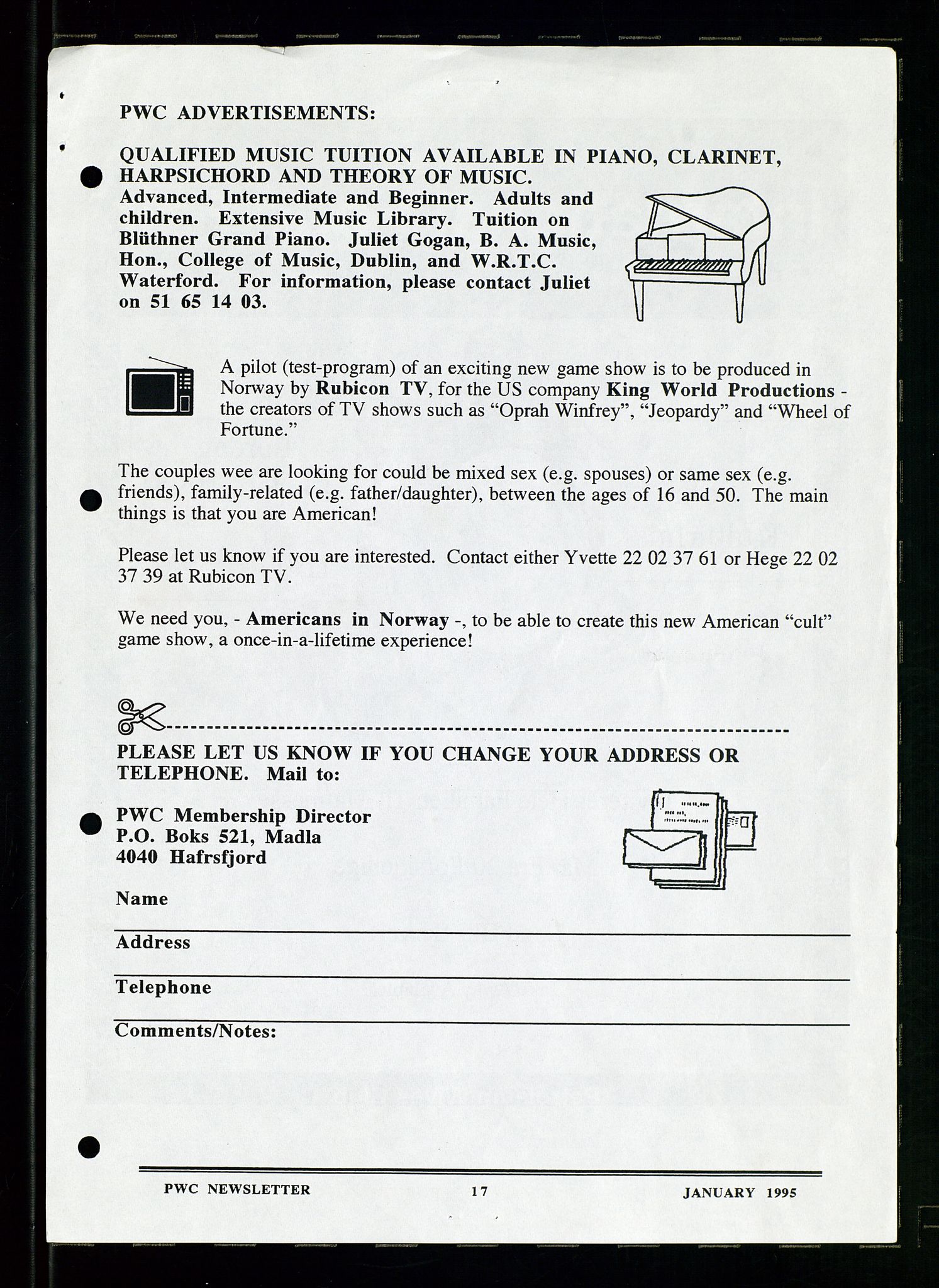 PA 1547 - Petroleum Wives Club, AV/SAST-A-101974/X/Xa/L0004: Newsletter, 1995-1997