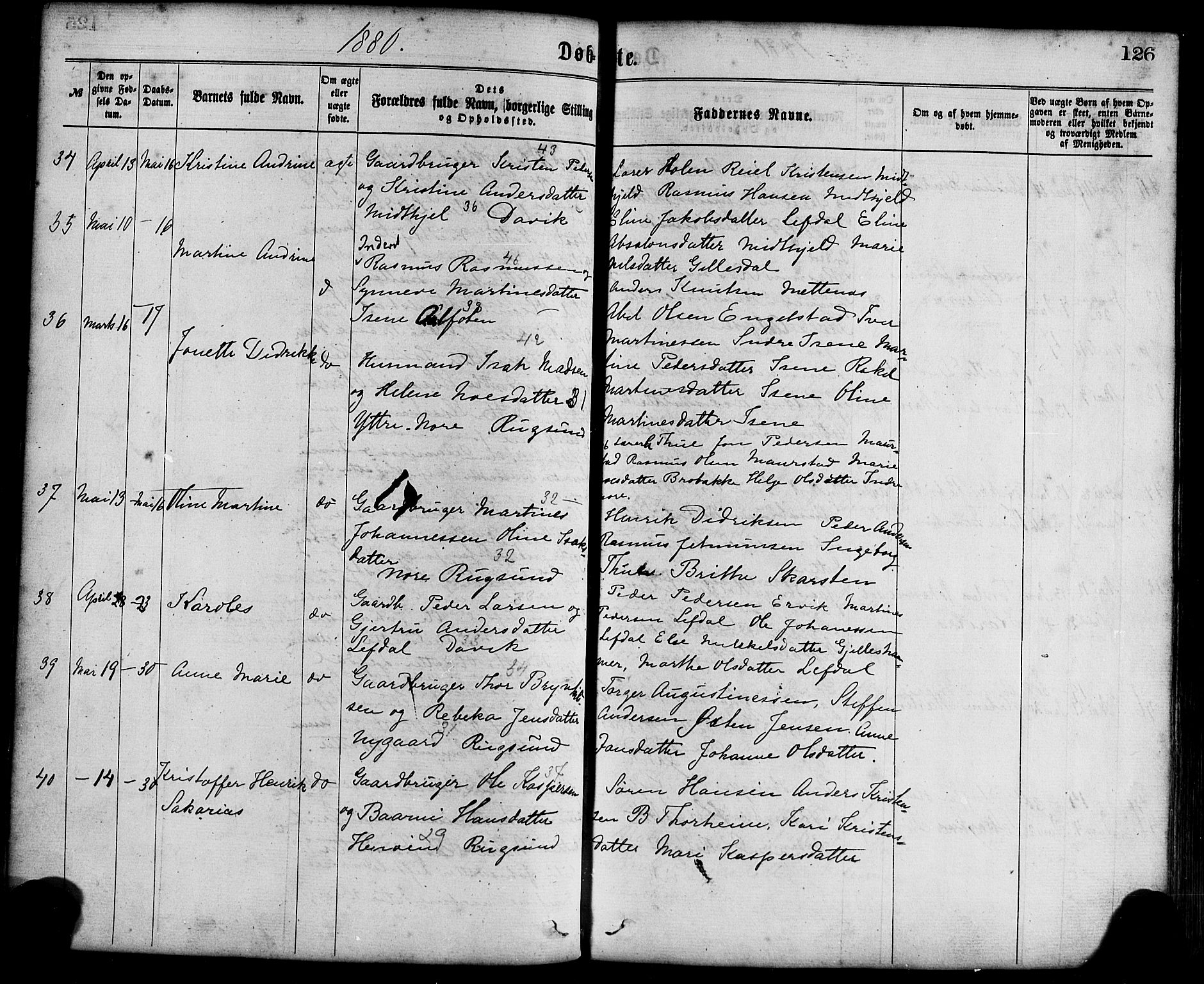 Davik sokneprestembete, AV/SAB-A-79701/H/Haa/Haaa/L0006: Parish register (official) no. A 6, 1867-1881, p. 126