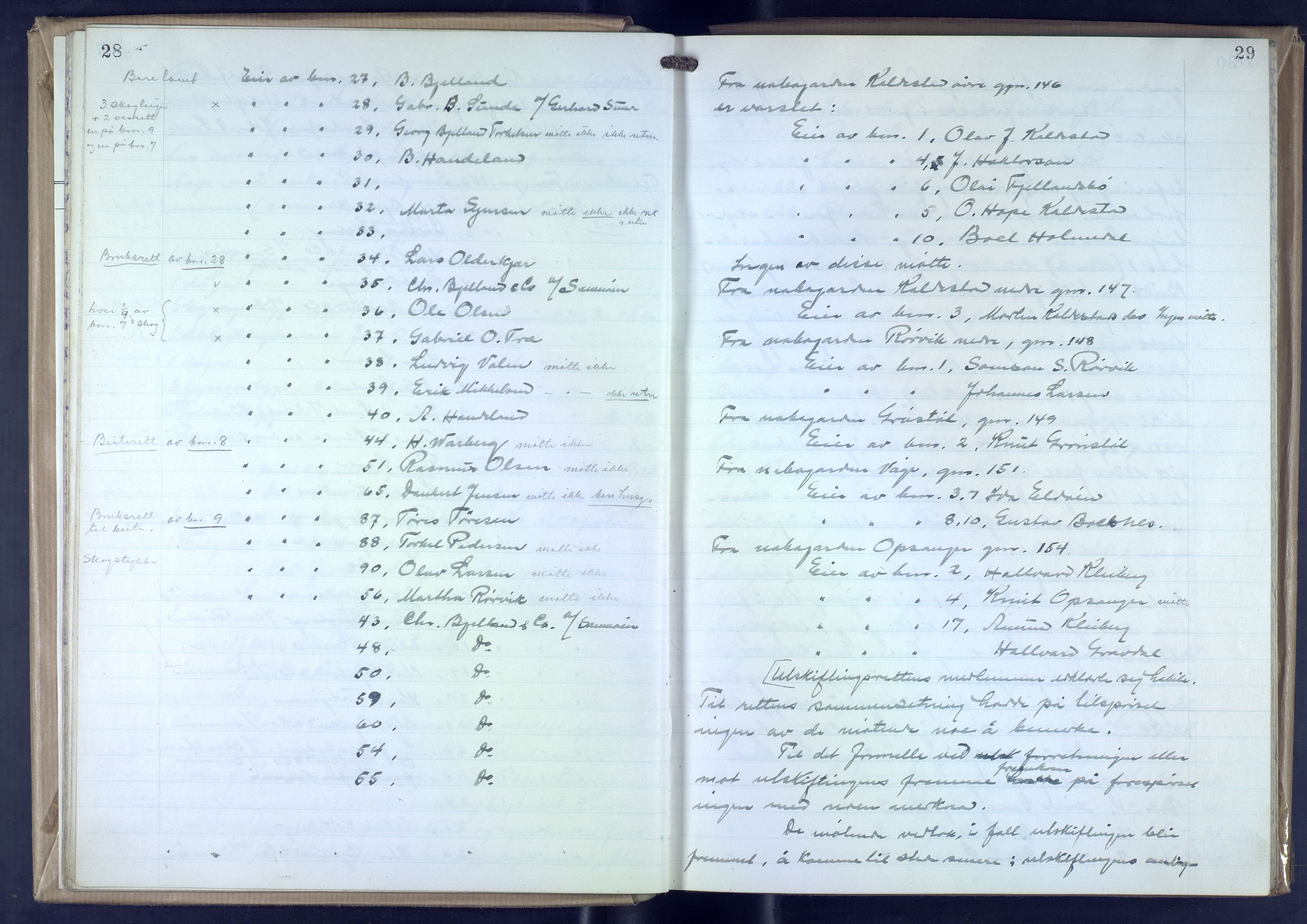 Hordaland jordskiftedøme - VII Indre Sunnhordland jordskiftedistrikt, AV/SAB-A-7401/A/Aa/L0025: Forhandlingsprotokoll, 1946-1952, p. 28-29