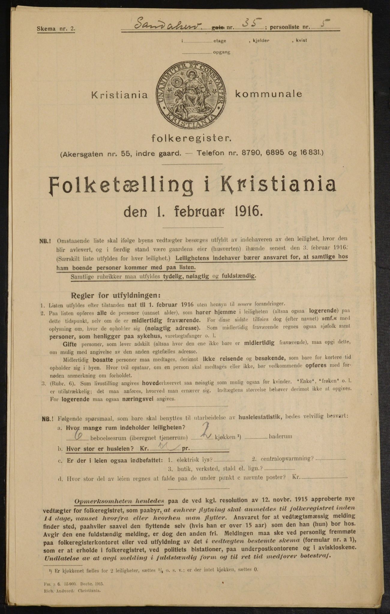 OBA, Municipal Census 1916 for Kristiania, 1916, p. 89286