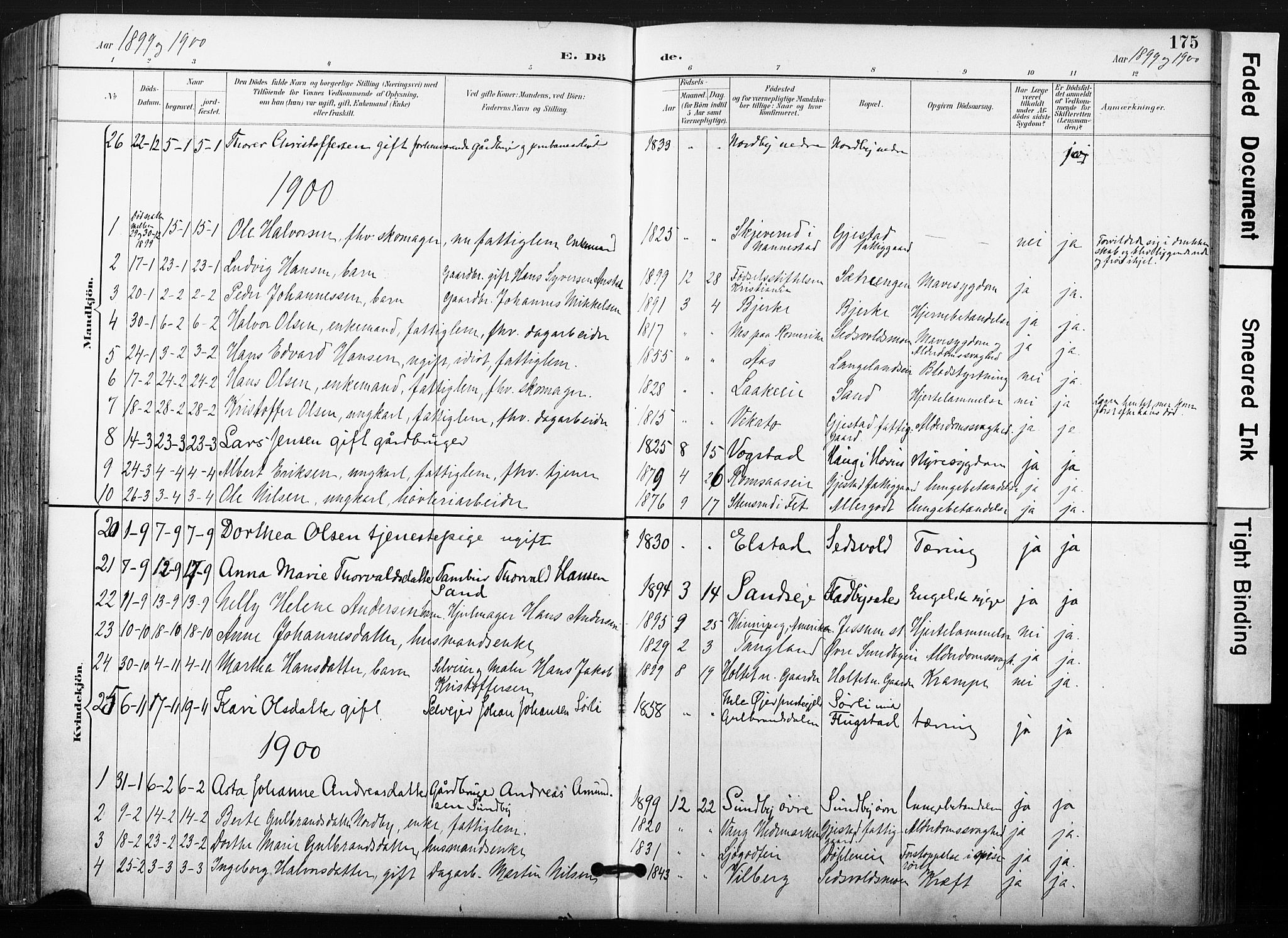 Ullensaker prestekontor Kirkebøker, AV/SAO-A-10236a/F/Fb/L0002: Parish register (official) no. II 2, 1894-1909, p. 175