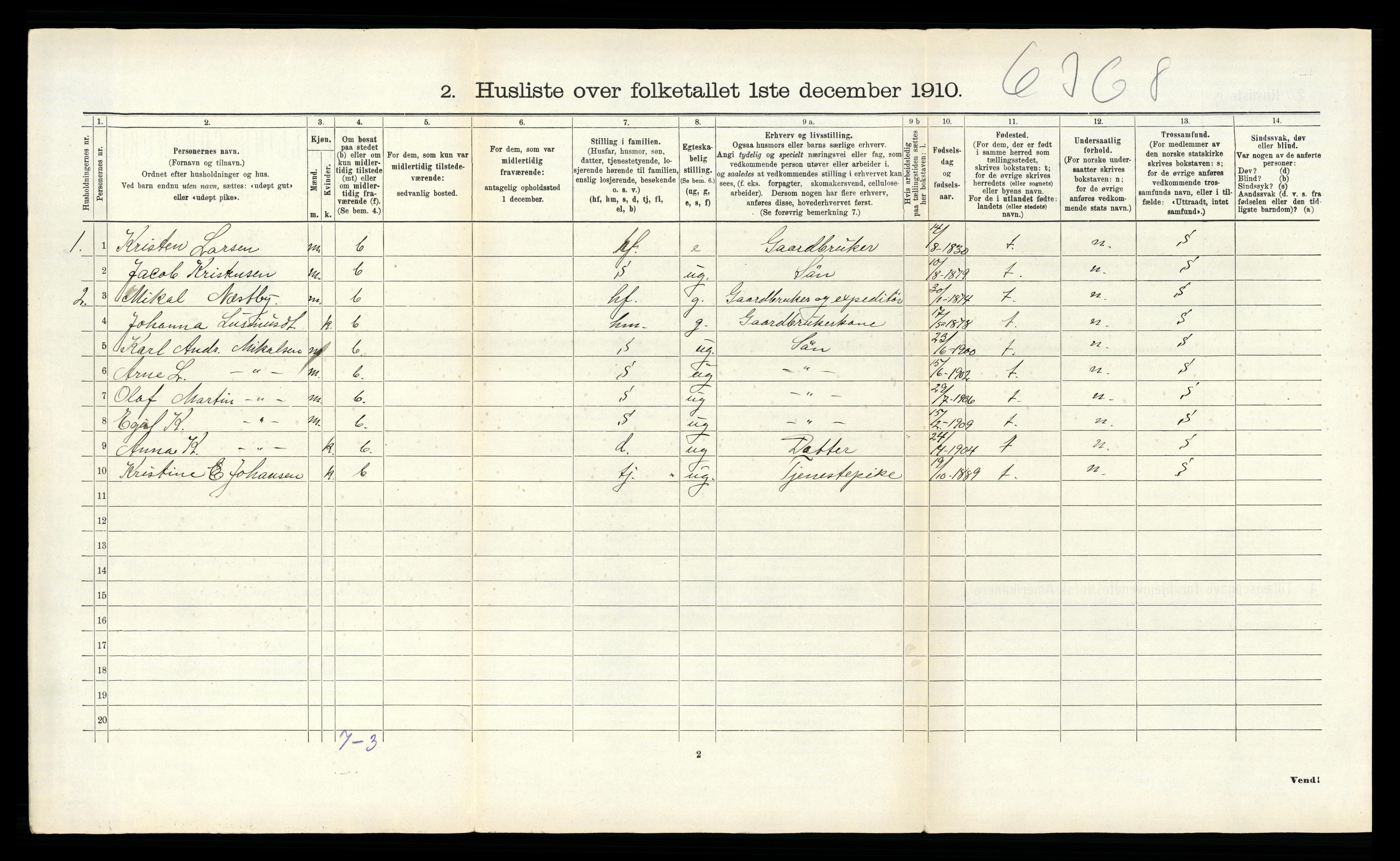 RA, 1910 census for Saltdal, 1910, p. 476