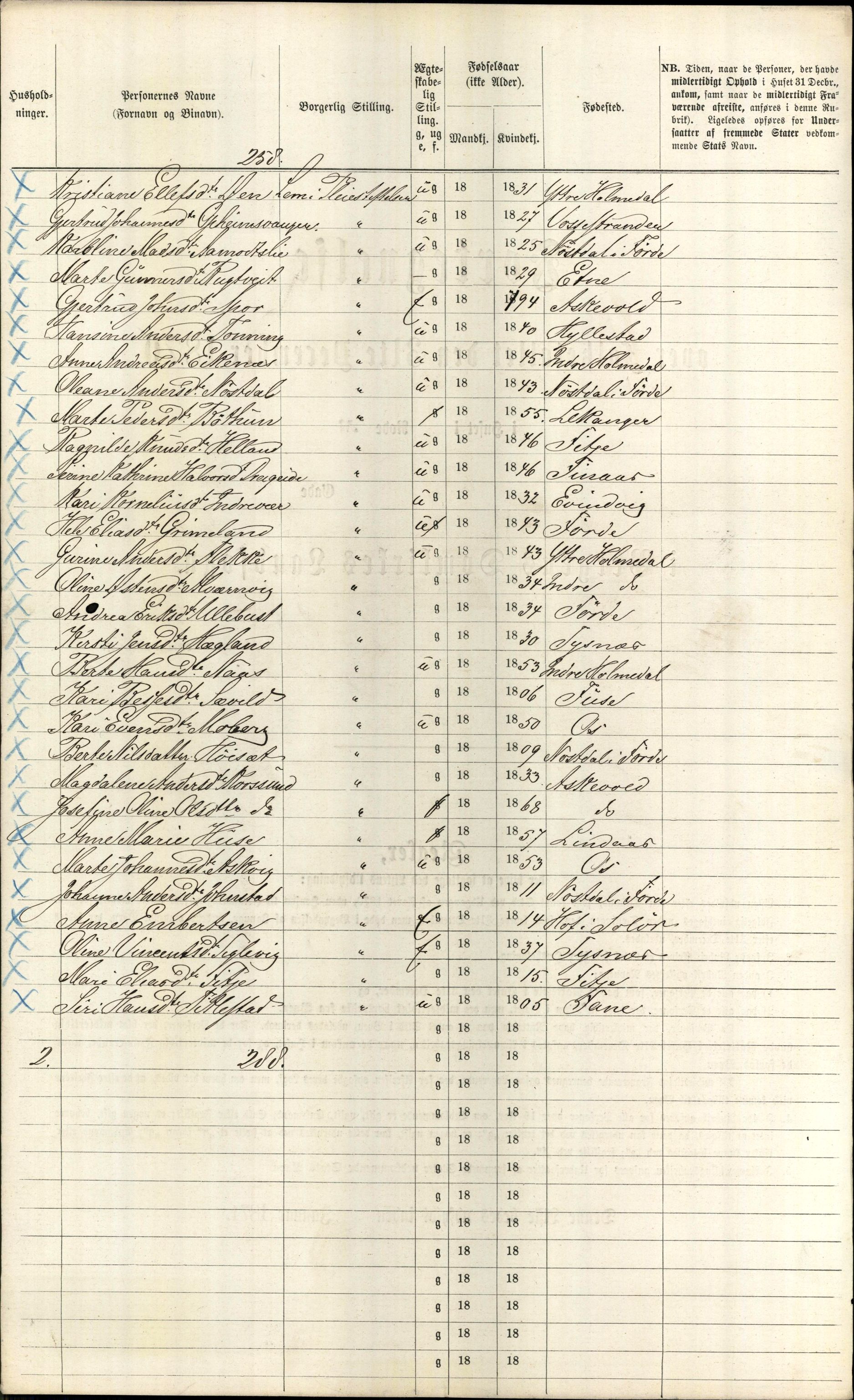 RA, 1870 census for 1301 Bergen, 1870