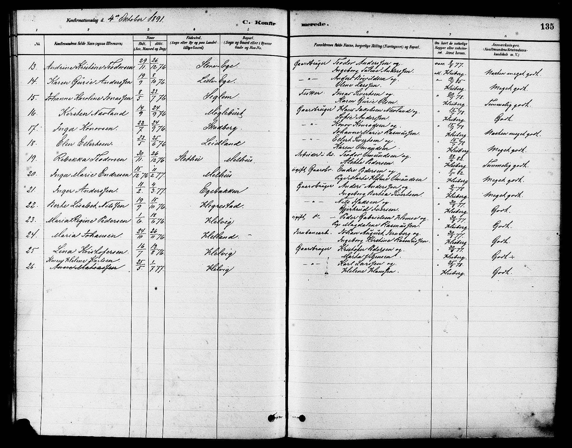 Eigersund sokneprestkontor, SAST/A-101807/S08/L0017: Parish register (official) no. A 14, 1879-1892, p. 135