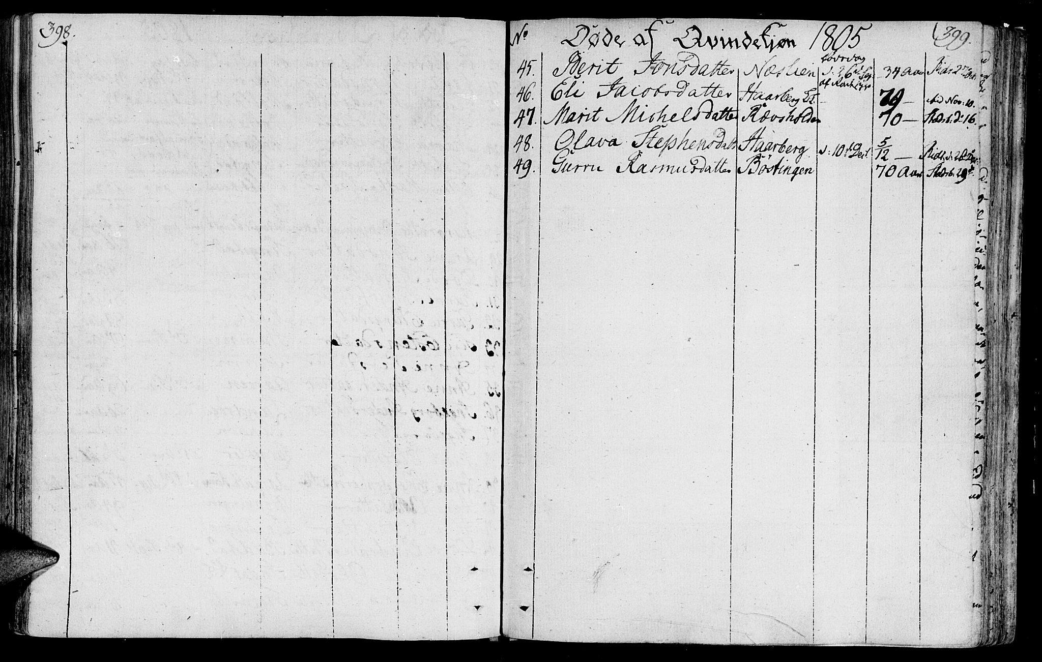 Ministerialprotokoller, klokkerbøker og fødselsregistre - Sør-Trøndelag, SAT/A-1456/646/L0606: Parish register (official) no. 646A04, 1791-1805, p. 398-399
