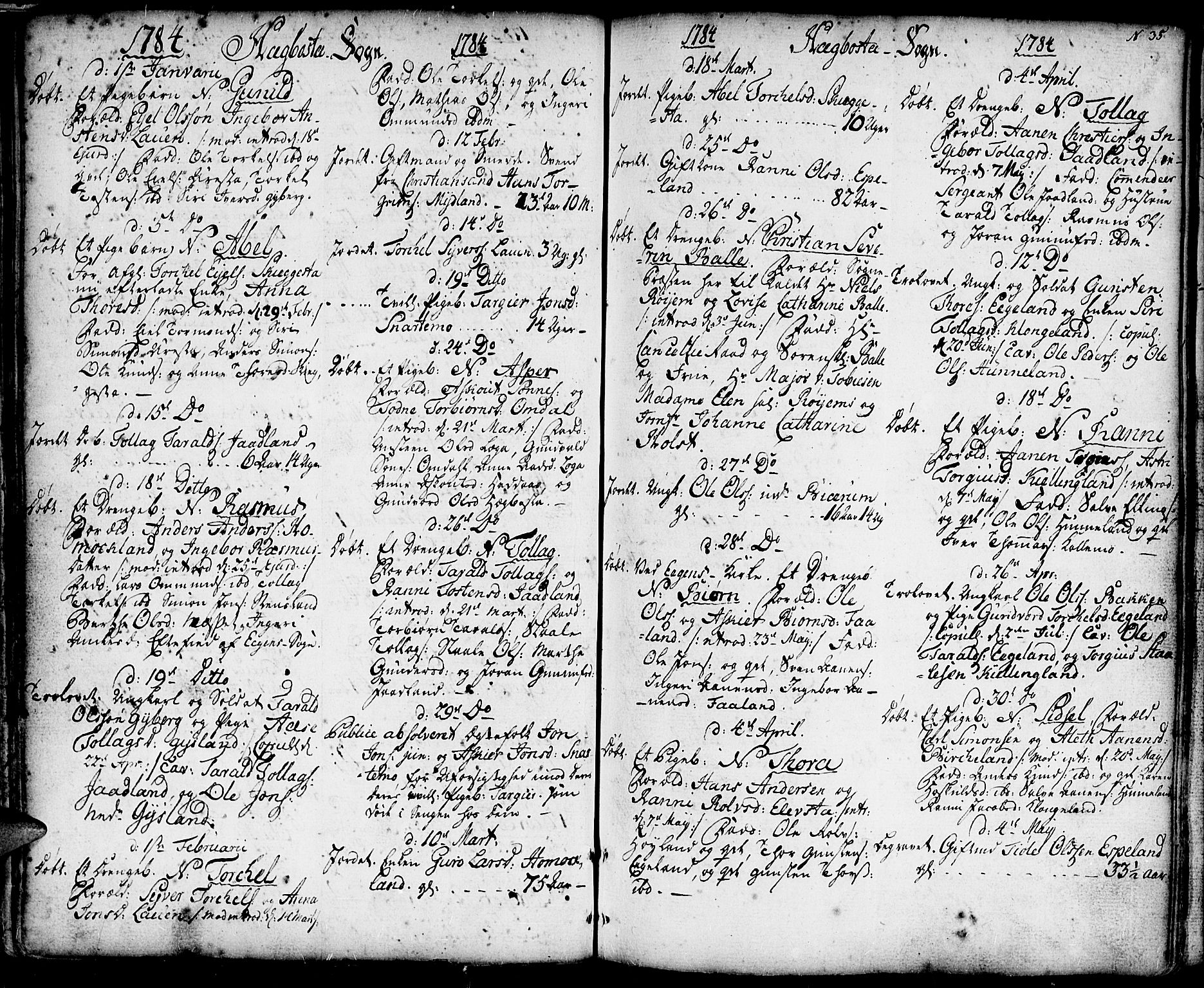 Hægebostad sokneprestkontor, SAK/1111-0024/F/Fa/Faa/L0001: Parish register (official) no. A 1 /1, 1760-1820, p. 35
