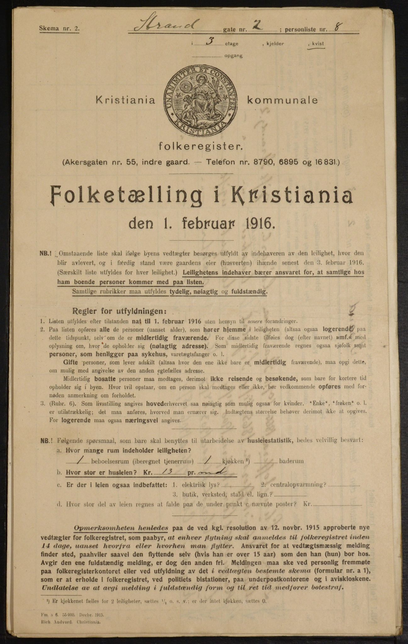 OBA, Municipal Census 1916 for Kristiania, 1916, p. 106465