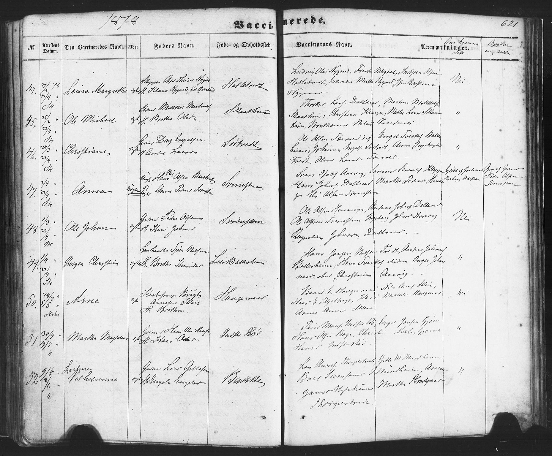 Fusa sokneprestembete, AV/SAB-A-75401/H/Haa: Parish register (official) no. A 1II, 1855-1879, p. 621