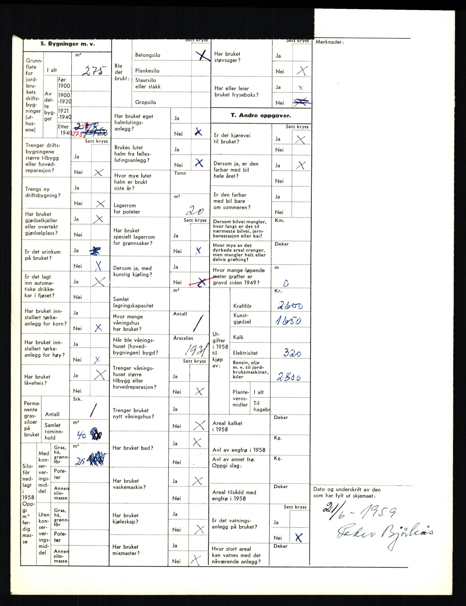 Statistisk sentralbyrå, Næringsøkonomiske emner, Jordbruk, skogbruk, jakt, fiske og fangst, AV/RA-S-2234/G/Gd/L0656: Troms: 1924 Målselv (kl. 0-3) og 1925 Sørreisa, 1959, p. 2152