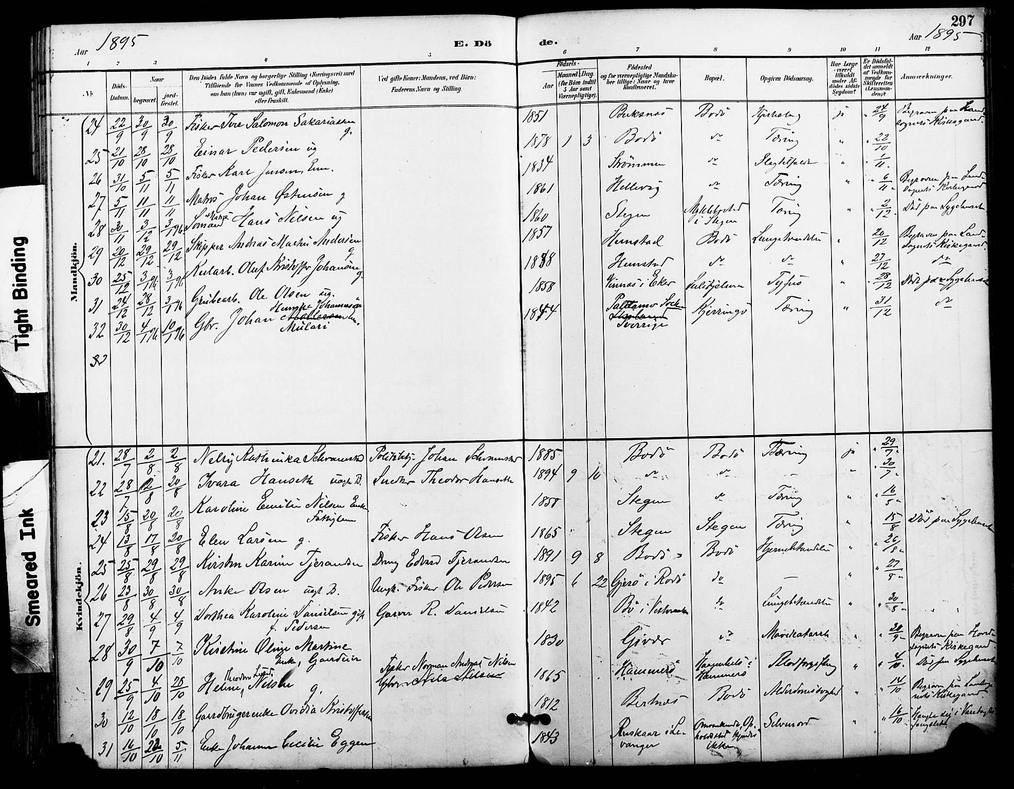 Ministerialprotokoller, klokkerbøker og fødselsregistre - Nordland, AV/SAT-A-1459/801/L0010: Parish register (official) no. 801A10, 1888-1899, p. 297