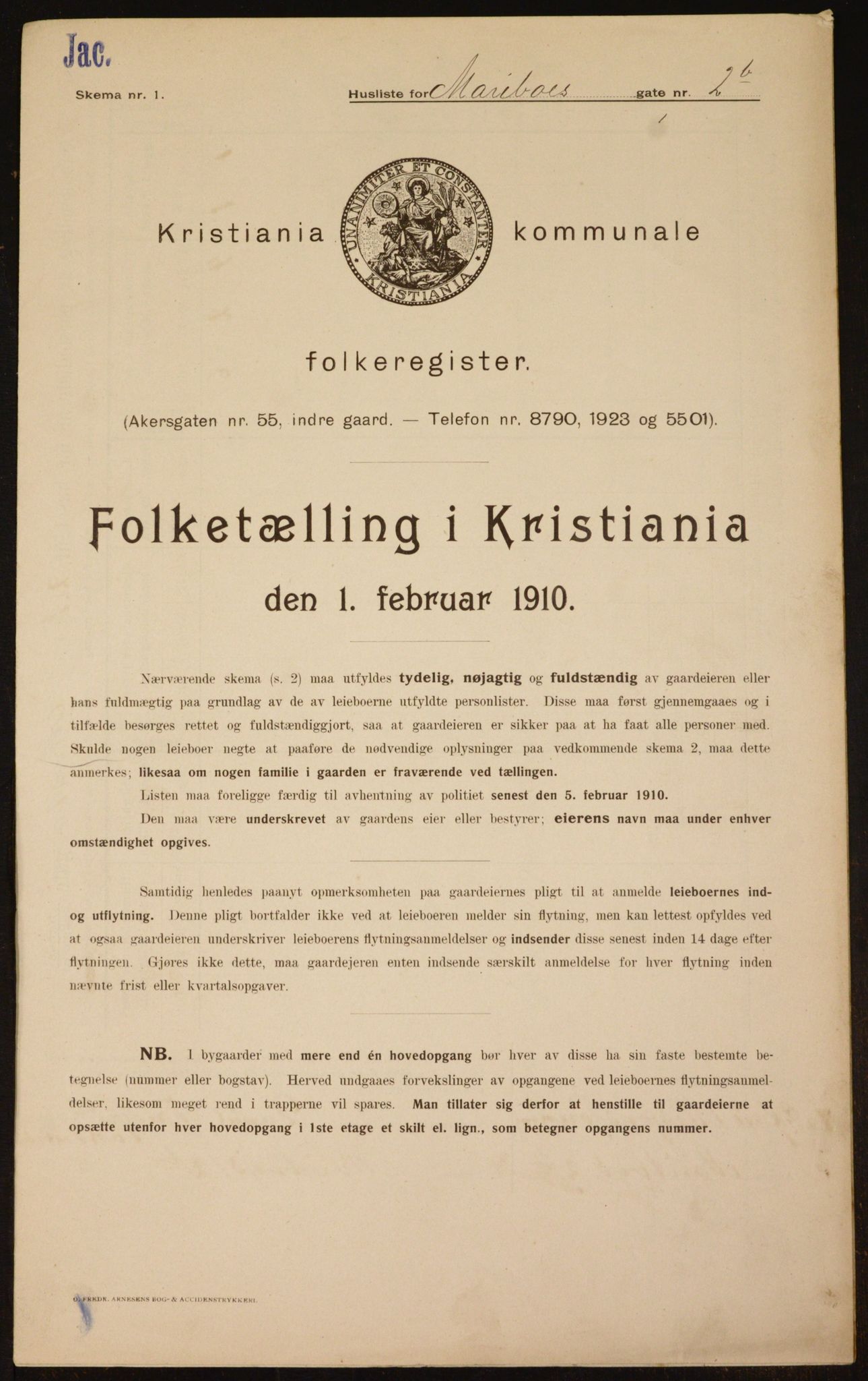 OBA, Municipal Census 1910 for Kristiania, 1910, p. 58373