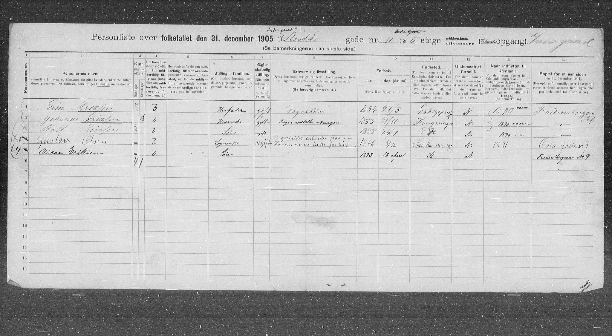 OBA, Municipal Census 1905 for Kristiania, 1905, p. 44558